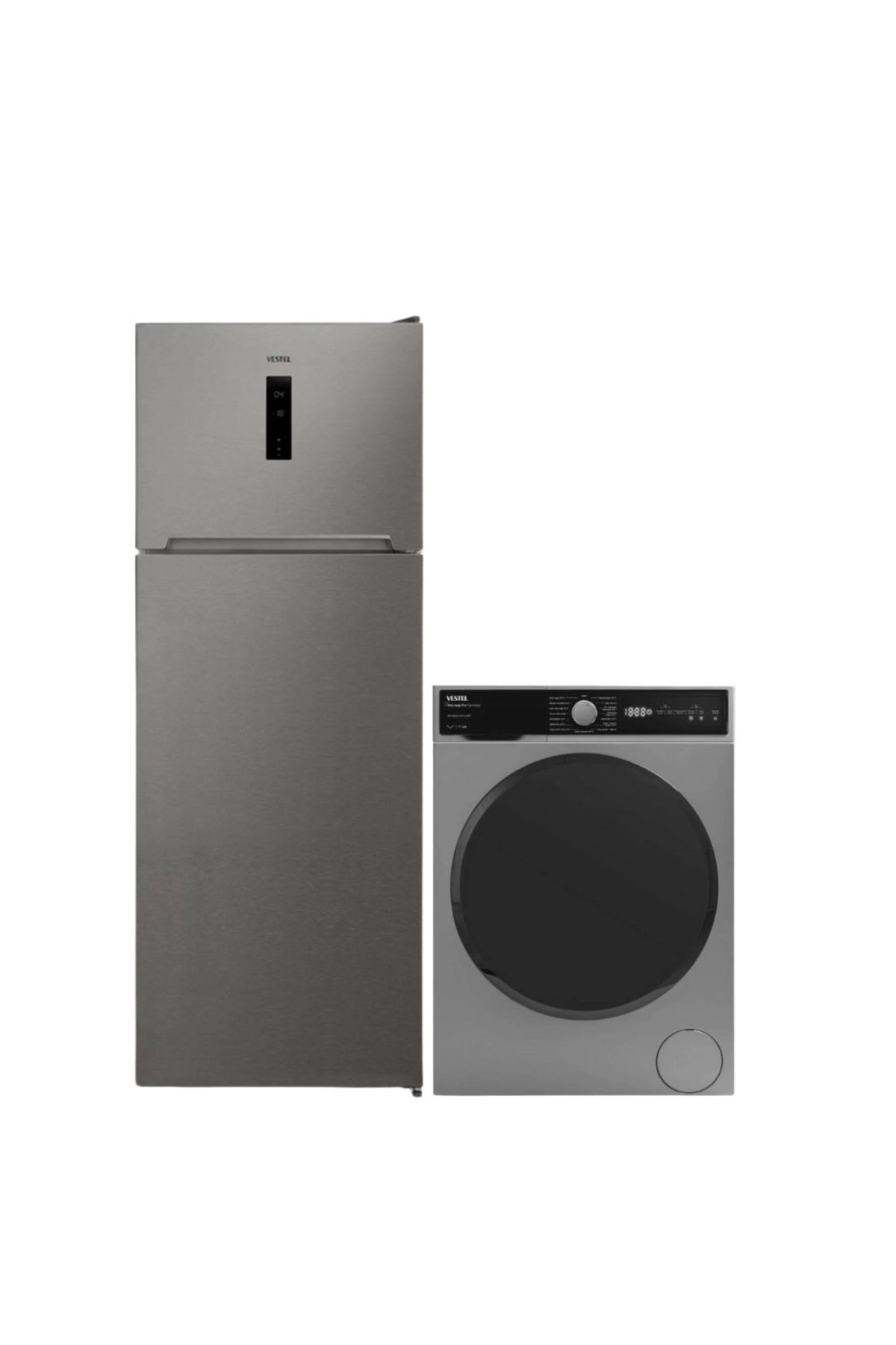 Vestel 2'li Inoks Beyaz Eşya Seti (CMI 108242 G ÇAMAŞIR NF52122 EX BUZDOLABI)