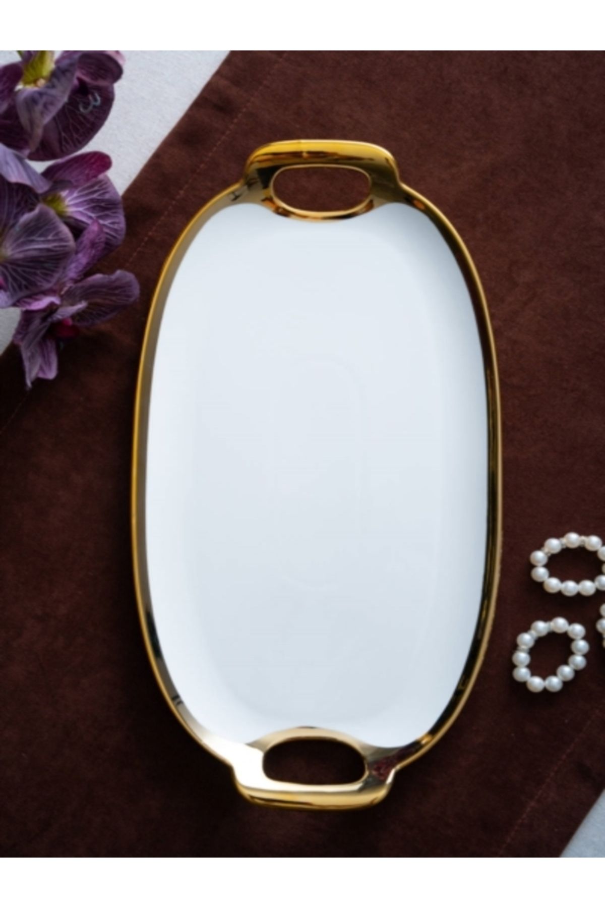 ACAR Arwen Oval Gold Sunum Tepsi 41x21x3Cm