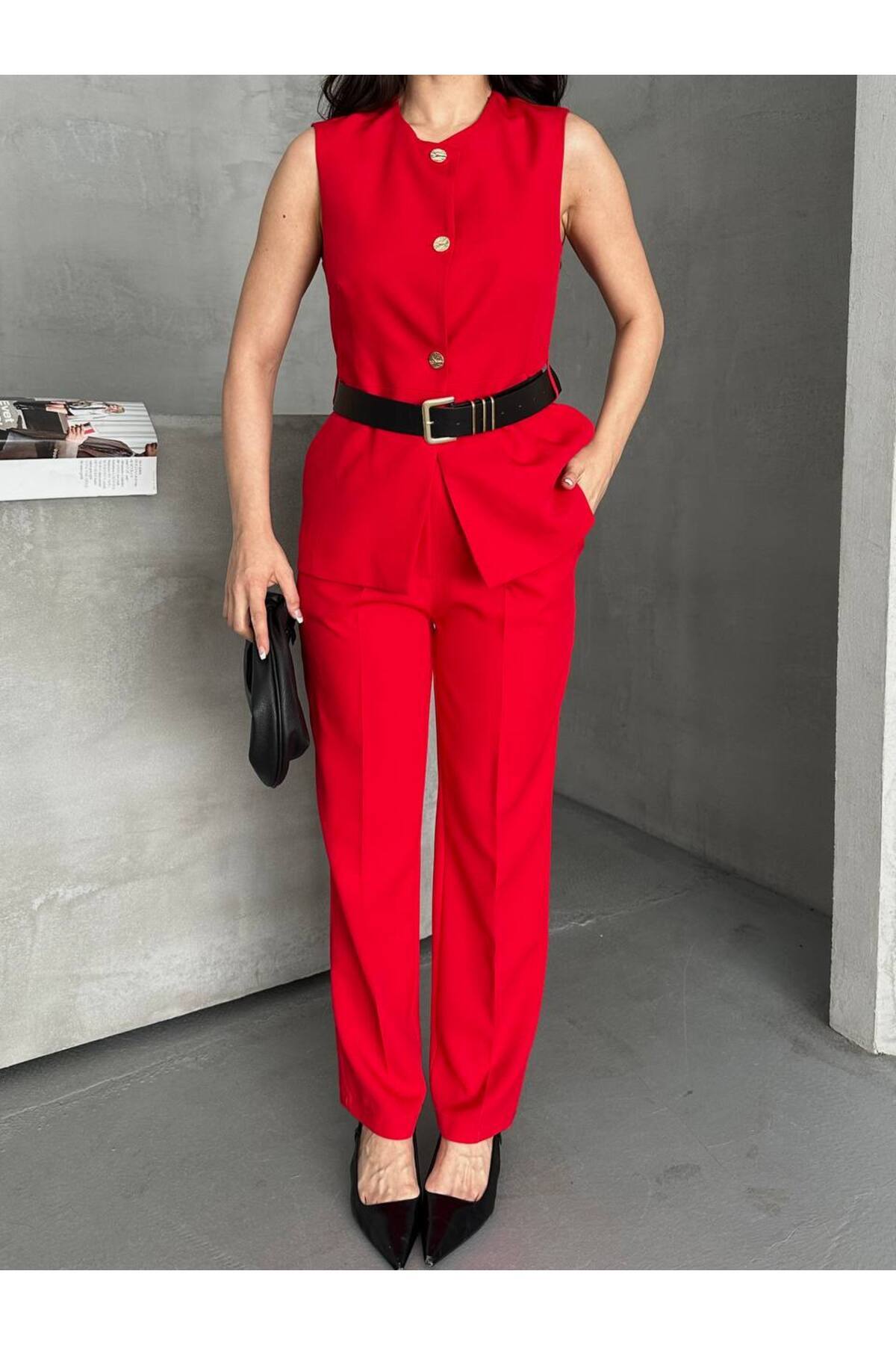 NILOO-New Season Belted Vest Trousers Set 2