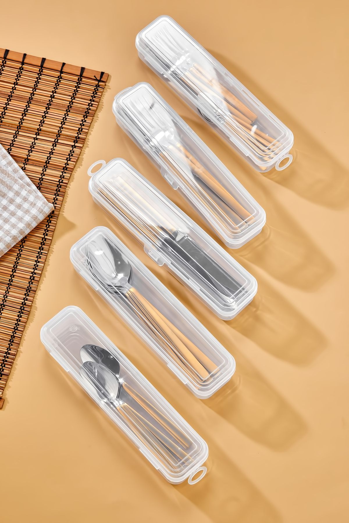 Carat Home 5'li Çatal Bıçak Kaşık Saklama Kutusu Seti-Çeyizlik Organizer Düzenleyici Saklama Kabı
