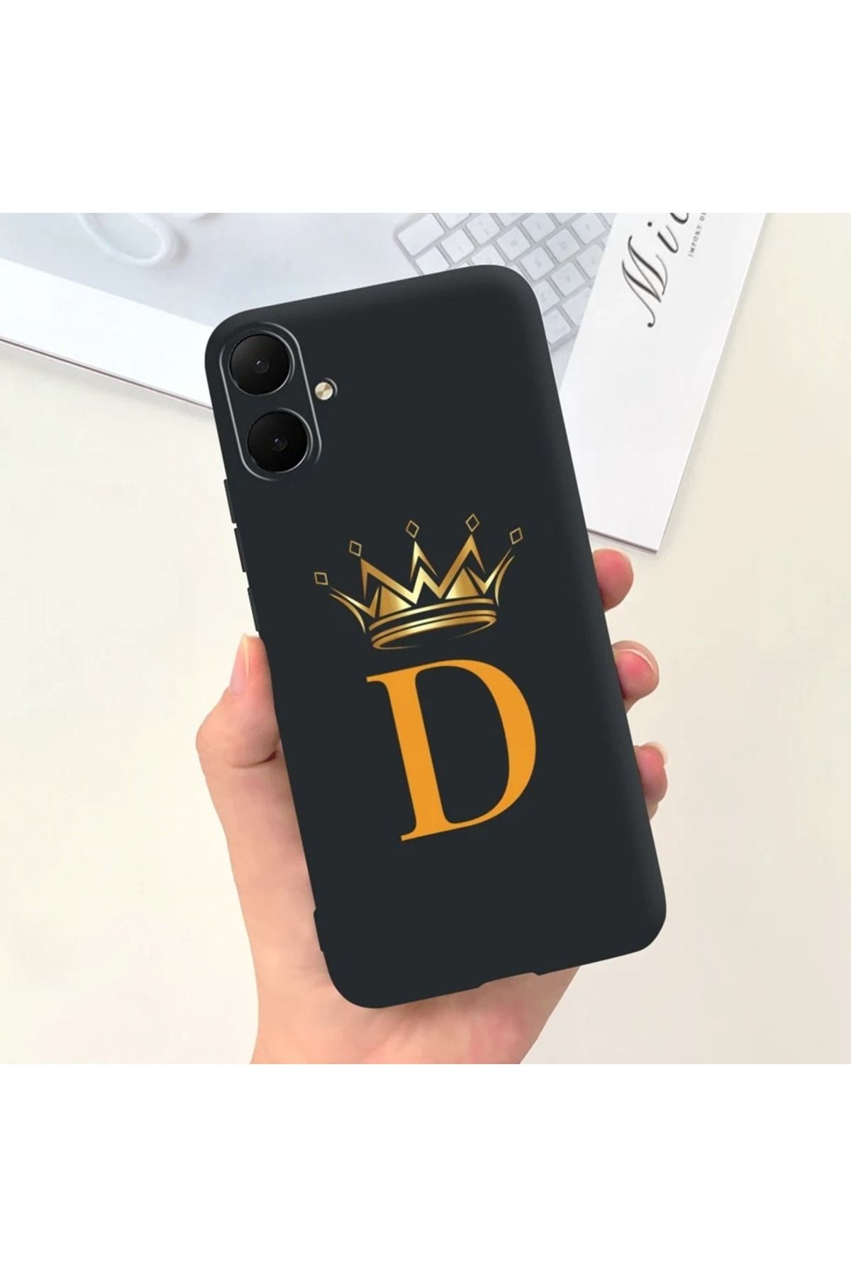 Rotaks Omix X3 Uyumlu Harfli Taç Baskılı Kişiye Özel Silikon Telefon Kılıfı - D