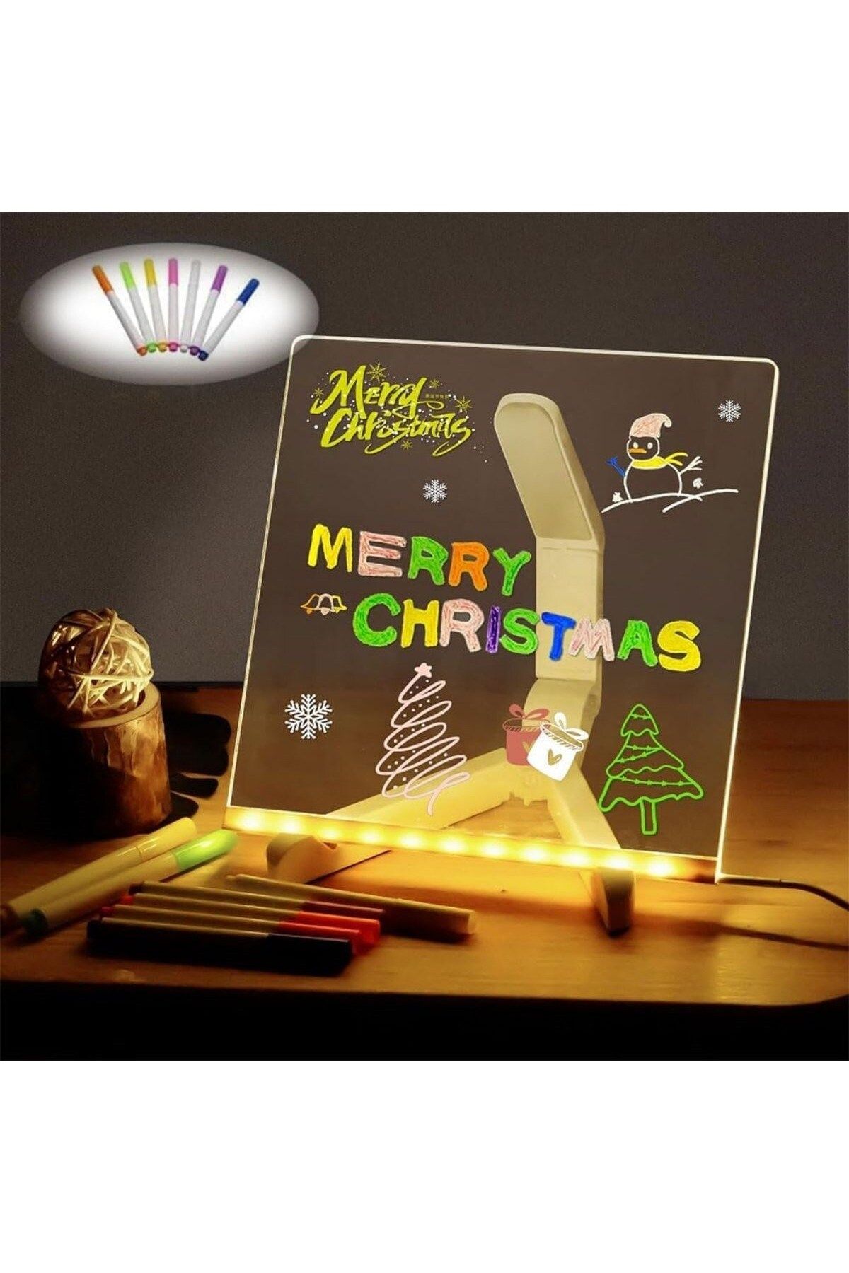 RiverWorld River World 20 cm x 20 cm Ebatlarında Kendiliğinden Renkli Fosforlu Kalemli LED Işıklı Yazı Panosu