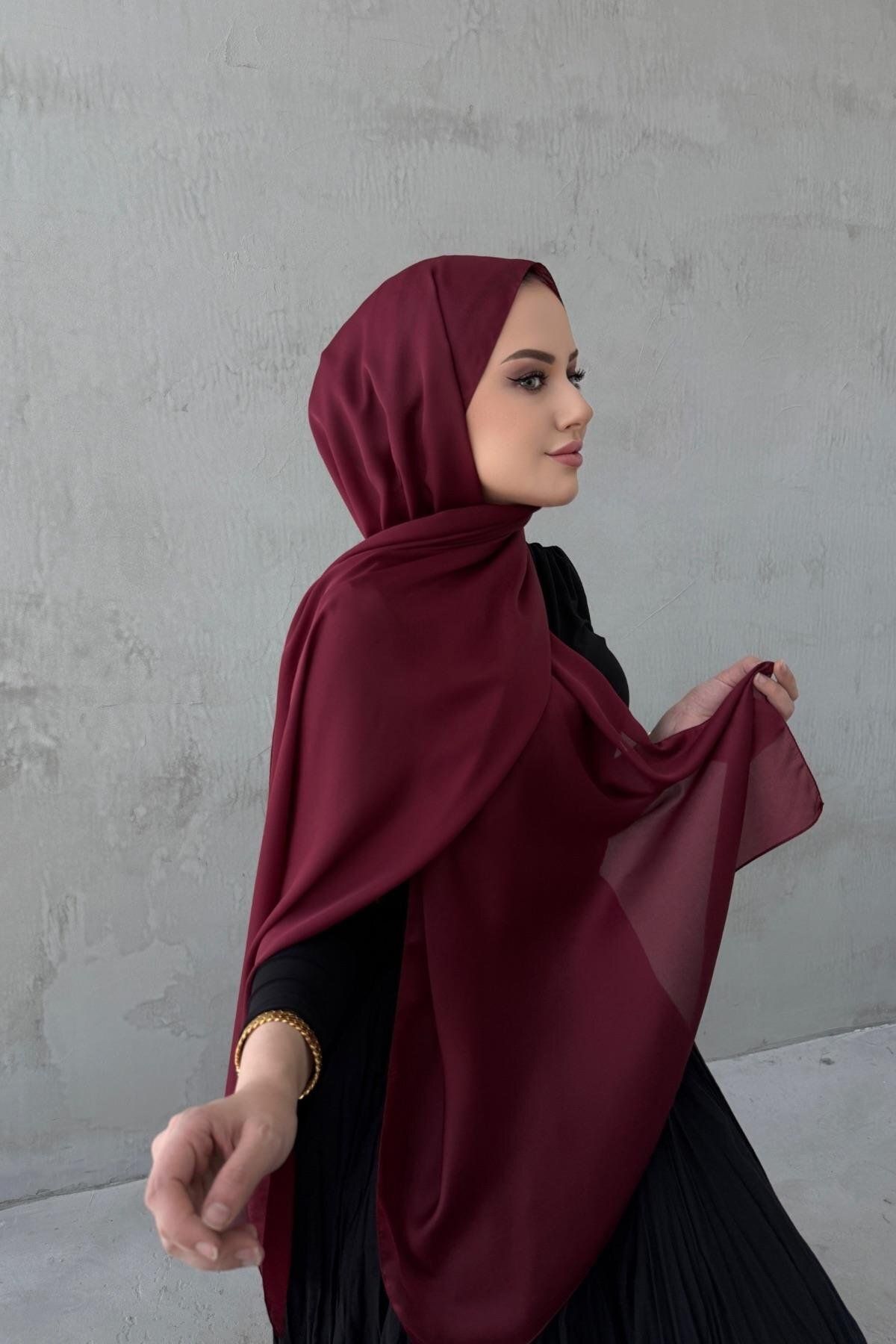 Byedauzunlar Bordo Nare Hint İpeği Şal