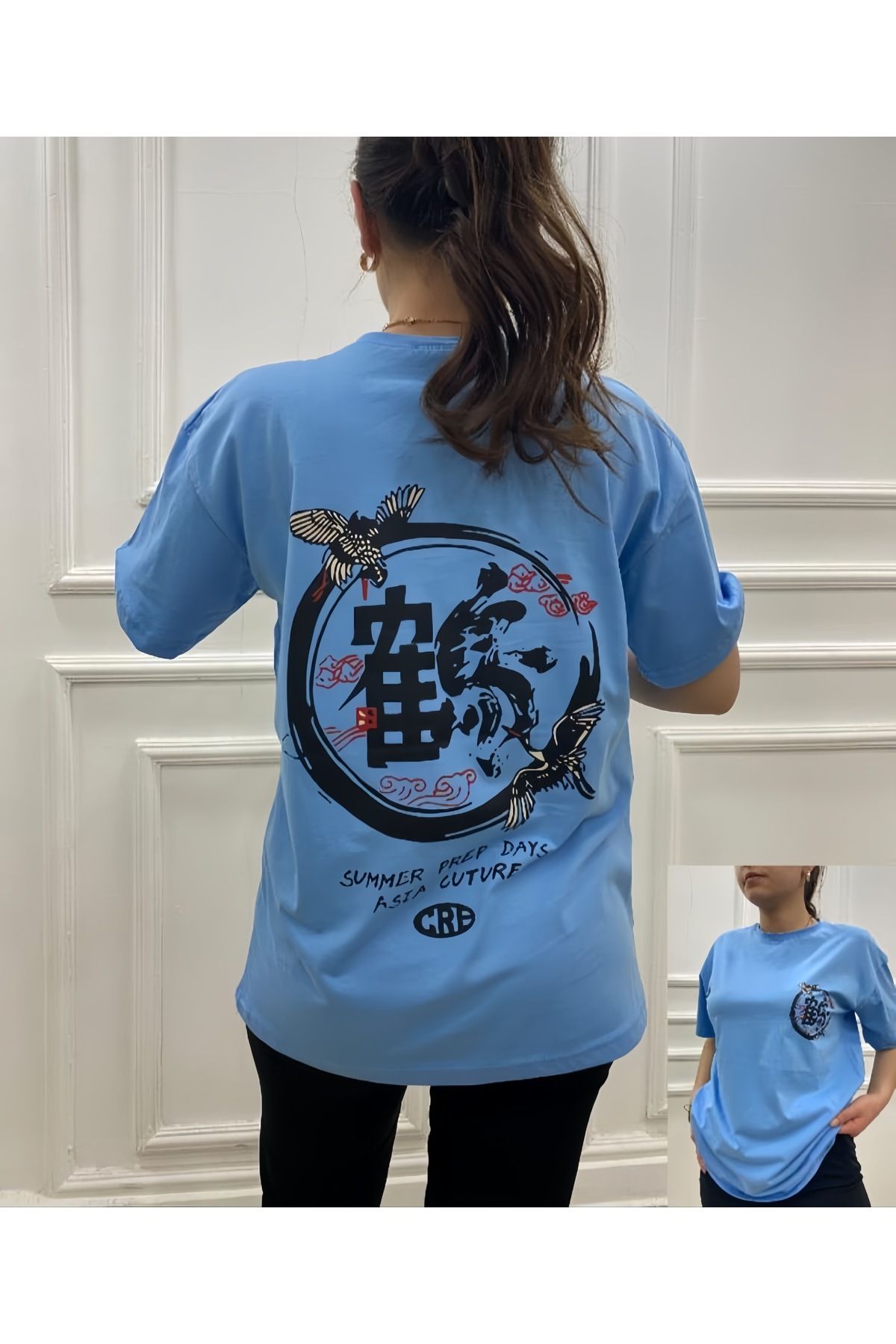Teodora Demaria Unisex kore Sırt Baskılı T-Shirt - Oversize