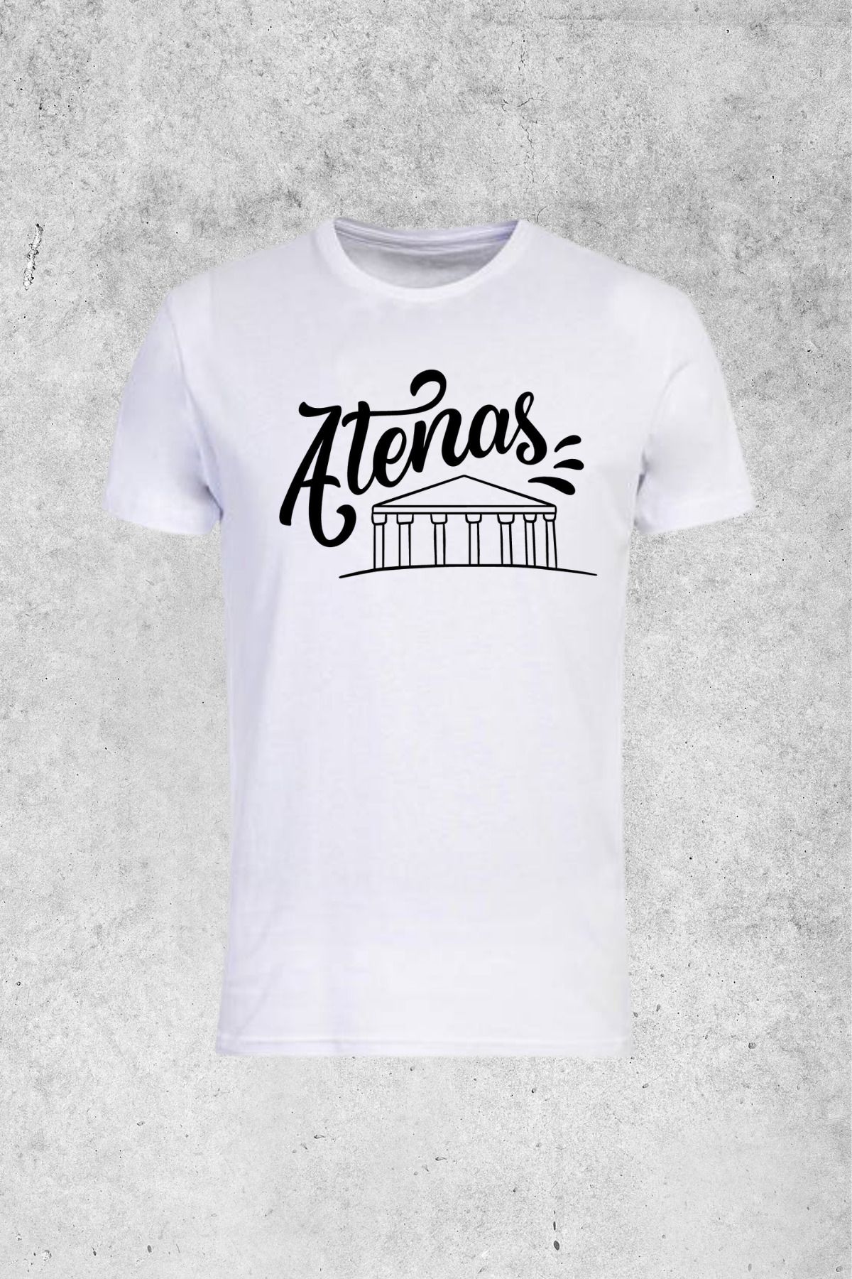 MOLICO Basic unisex sıfır yaka kısa kollu Athenas baskılı tshirt