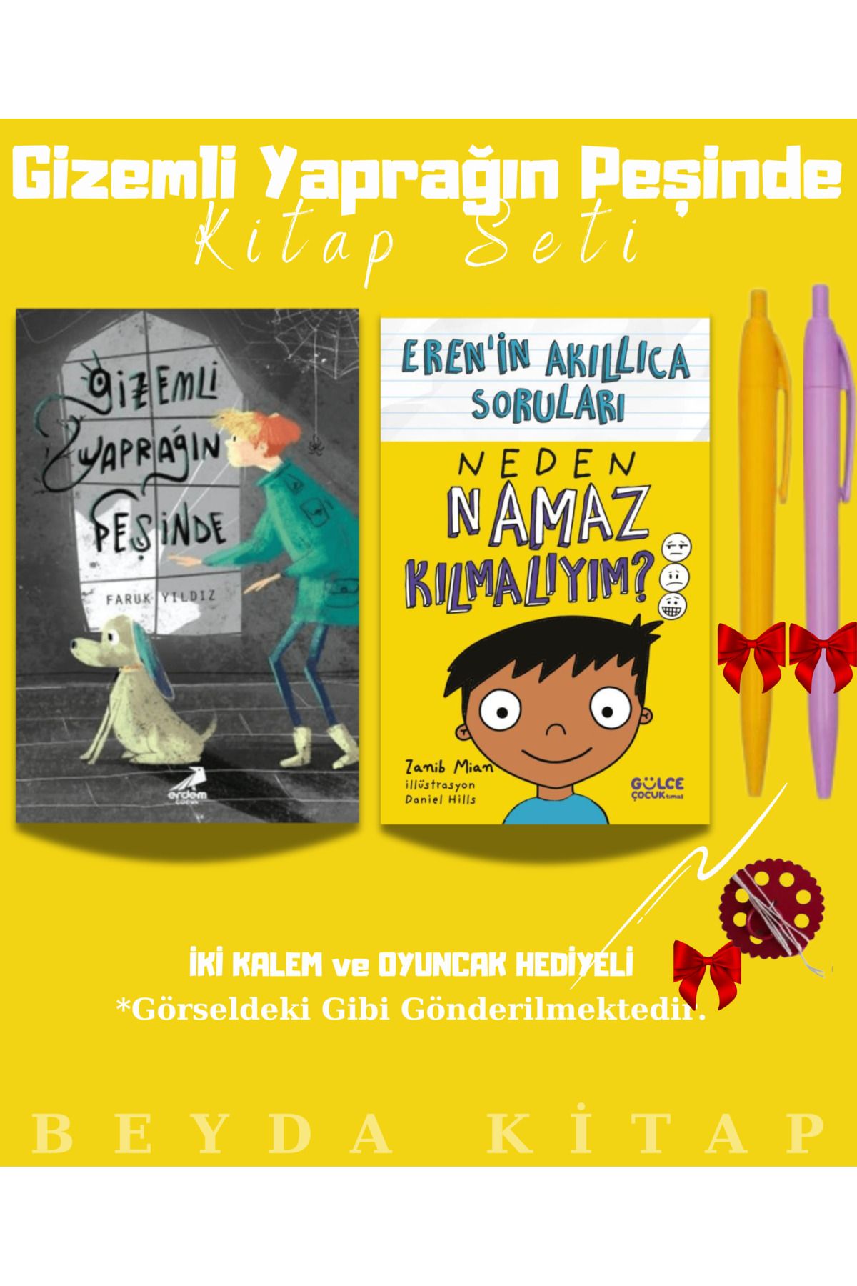 Erdem Yayınları Gizemli Yaprağın Peşinde - Neden Namaz Kılmayım - Kalem ve Oyuncak Hediyeli Kitap Seti