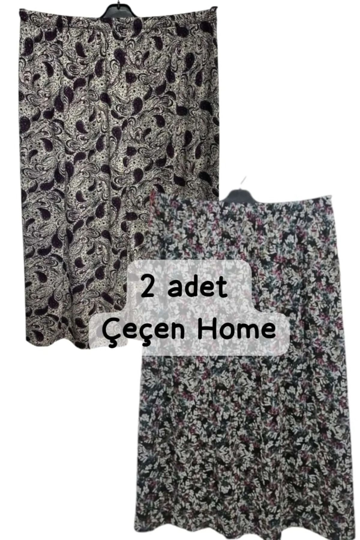 ÇEÇEN HOME Kadın Anne Beli Lastikli Yazlık Desenli 6 Parçalı Basma Etek