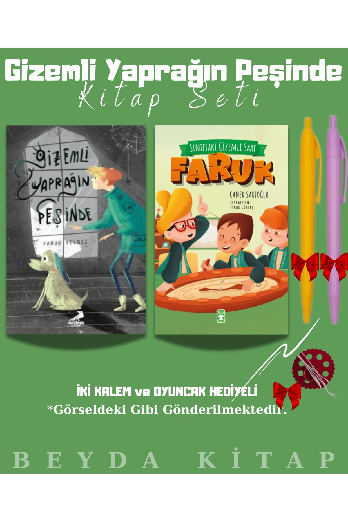Erdem Yayınları Gizemli Yaprağın Peşinde - Sınıftaki Gizemli Saat - Kalem ve Oyuncak Hediyeli Kitap Seti