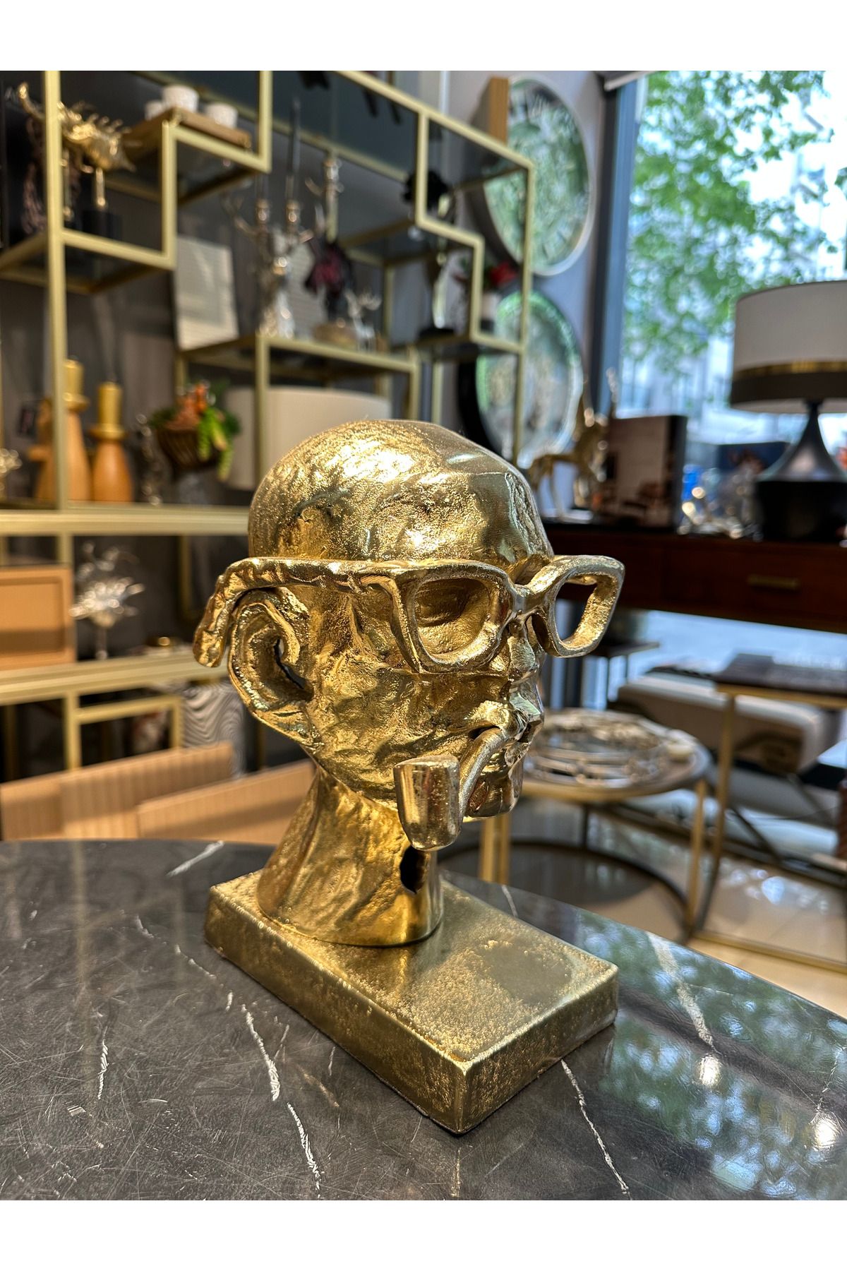 dekorbia Döküm Pipo Adam Gold Obje (15x25h cm)