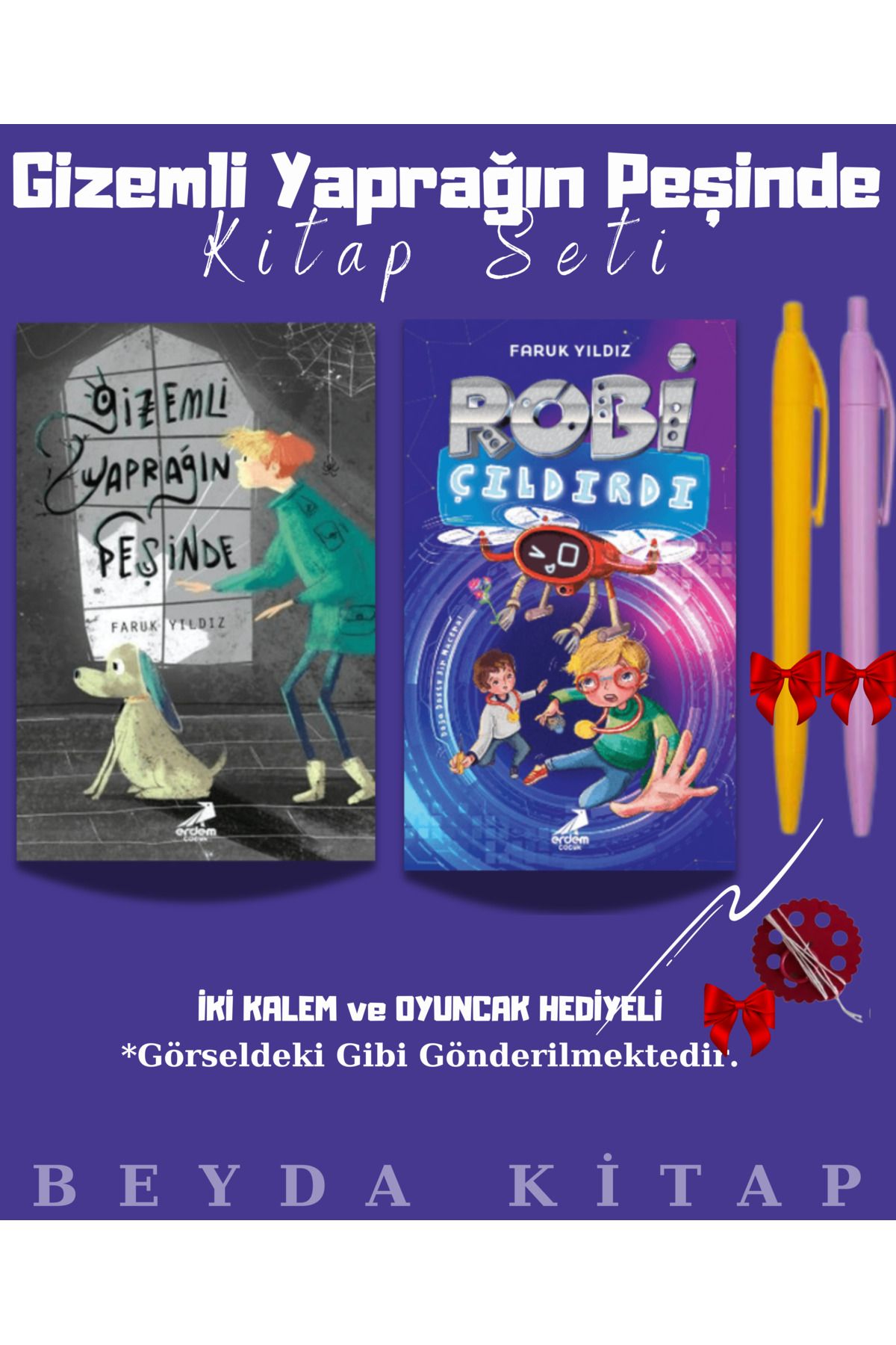 Erdem Yayınları Gizemli Yaprağın Peşinde - Robi Çıldırdı - Kalem ve Oyuncak Hediyeli Kitap Seti