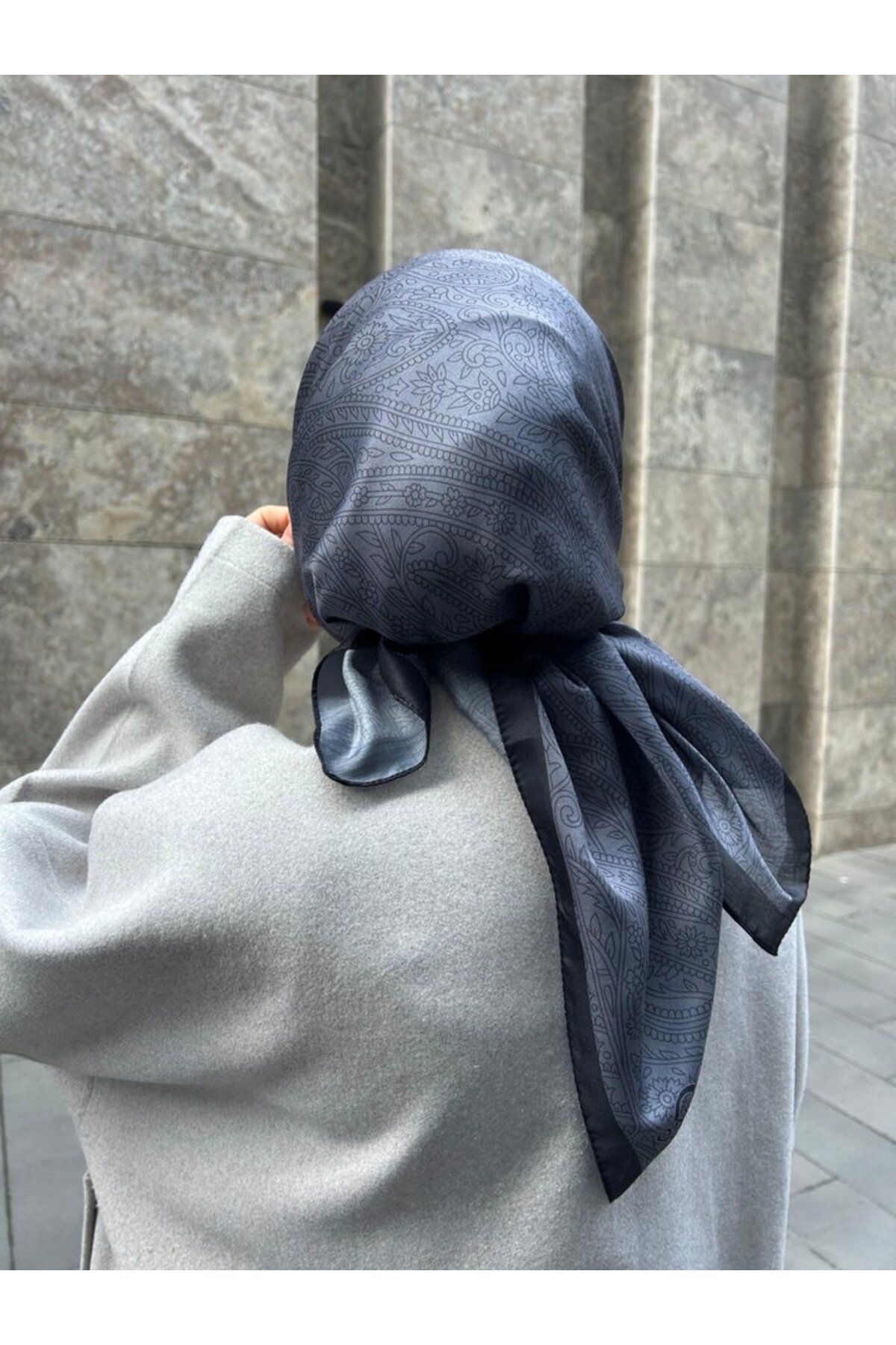 Qalortex Scarf Pamuklu Soft İnci Desen Eşarp-Antrasit