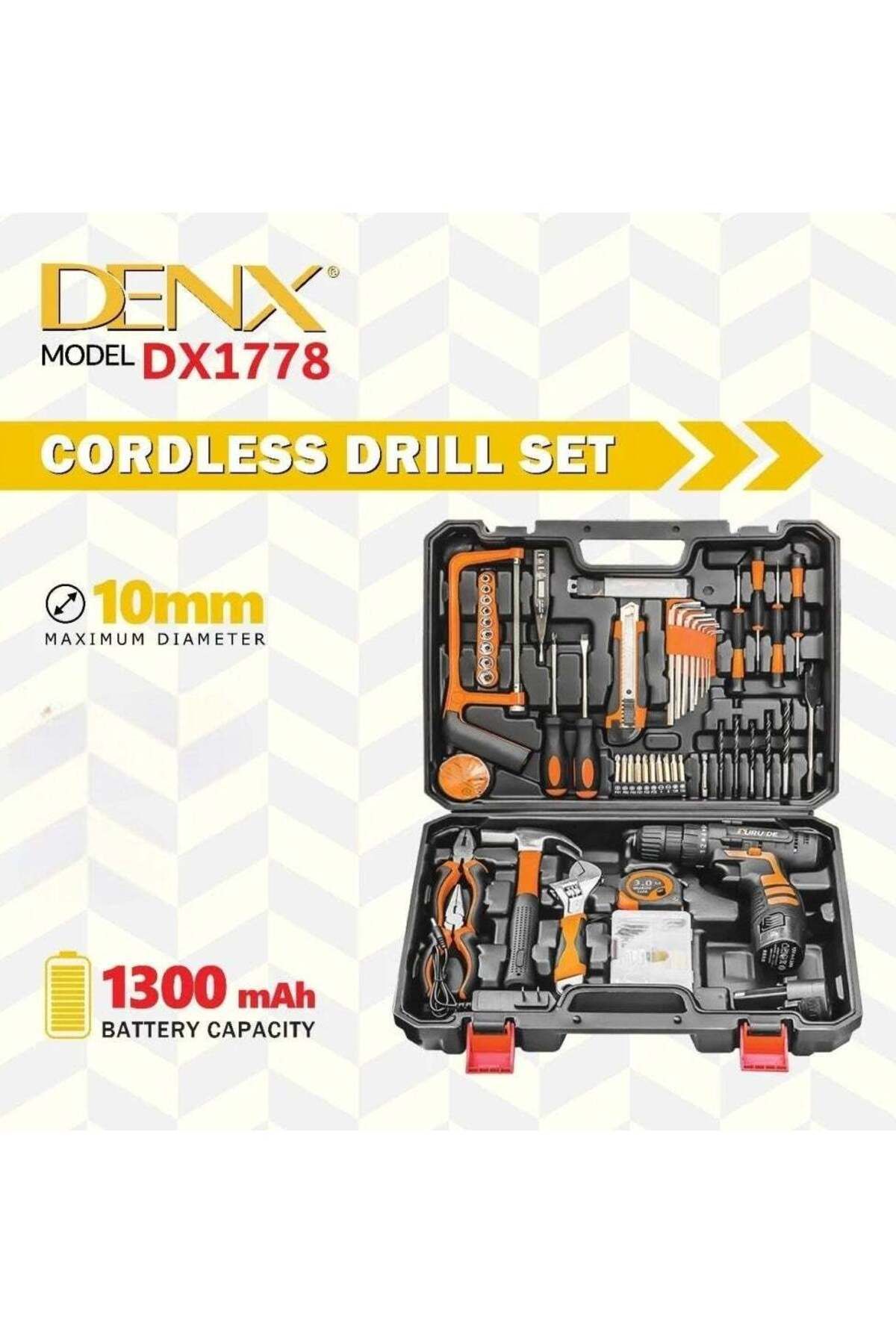 Denx-مجموعات أدوات ومثقاب لاسلكي وأدوات كهربائية وصندوق أدوات مركب ومجموعة أدوات إصلاح منزلية وكهربائية لاسلكية 6