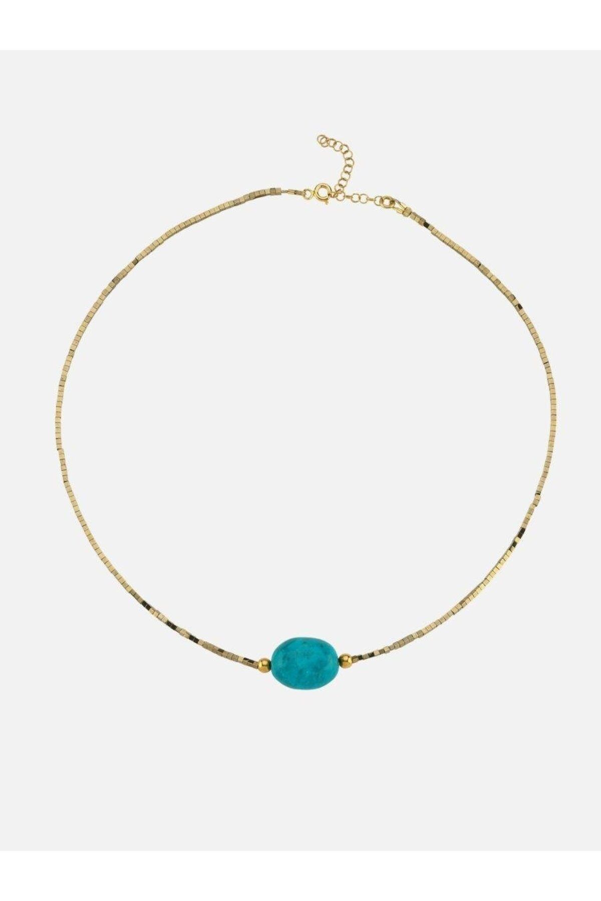 LİNYA JEWELLERY Delphi Turkuaz Taşlı Hematit Kolye