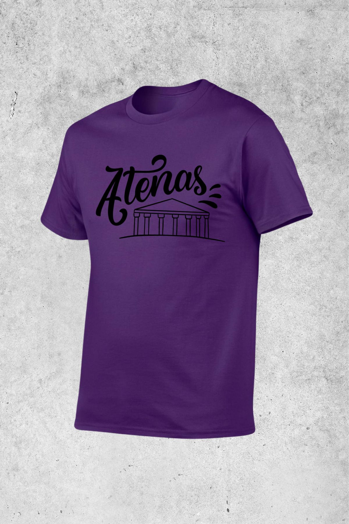 MOLICO Basic unisex sıfır yaka kısa kollu Athenas baskılı tshirt
