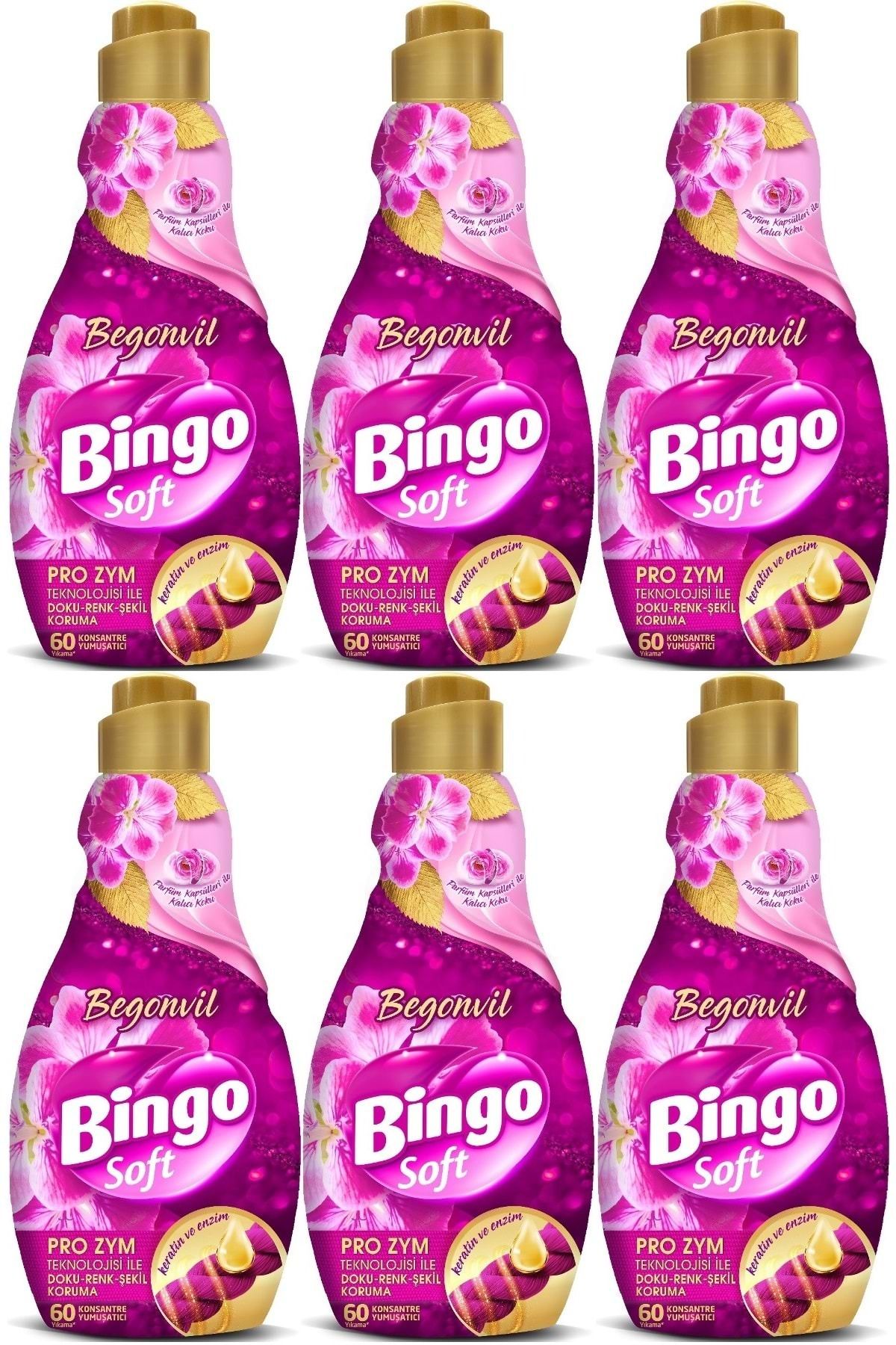 Bingo Soft Çamaşır Yumuşatıcı Konsantre 1440ML Begonvil (6 Lı Set)