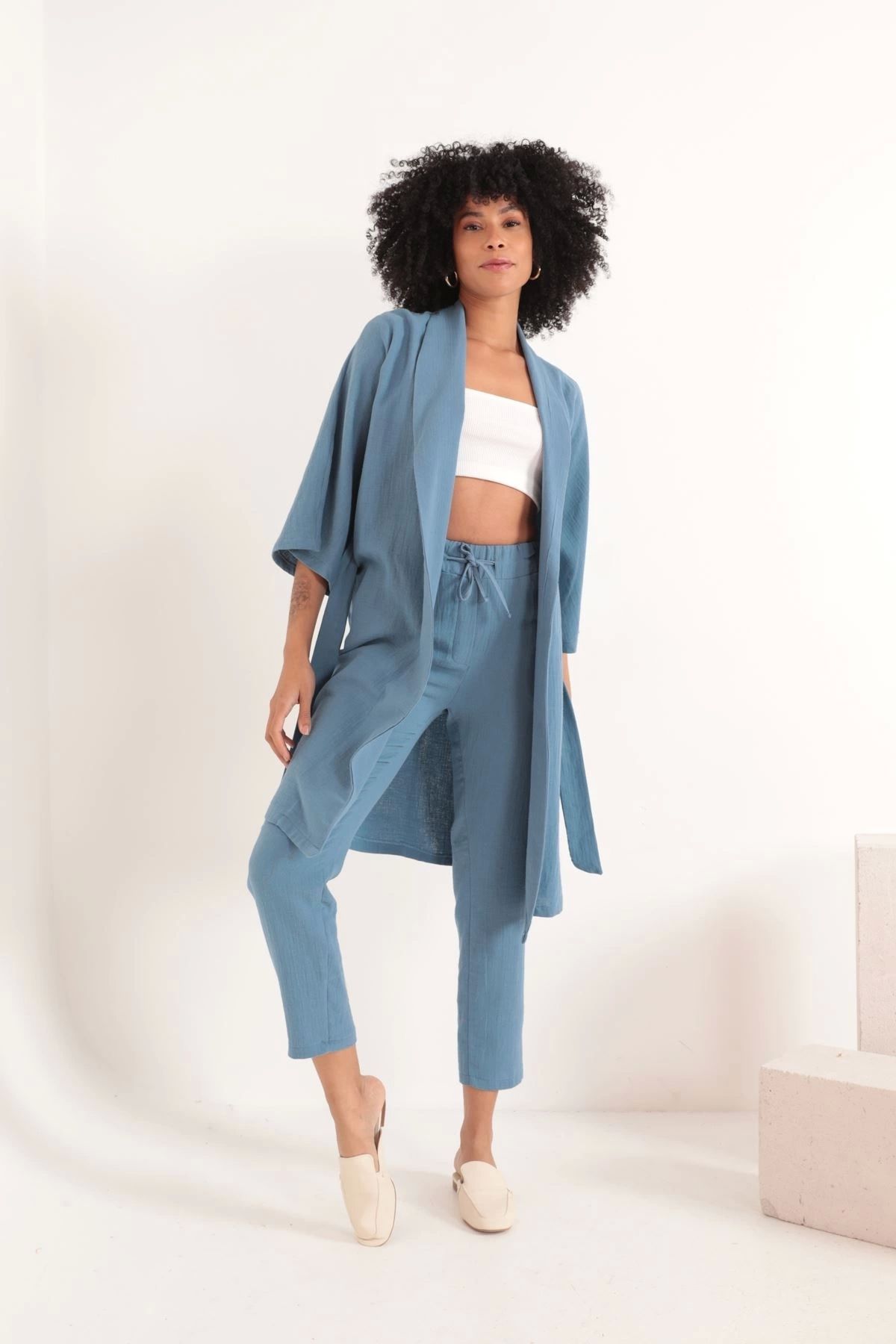 TakıDolabı Müslin Kumaş Oversize Kadın Kimono