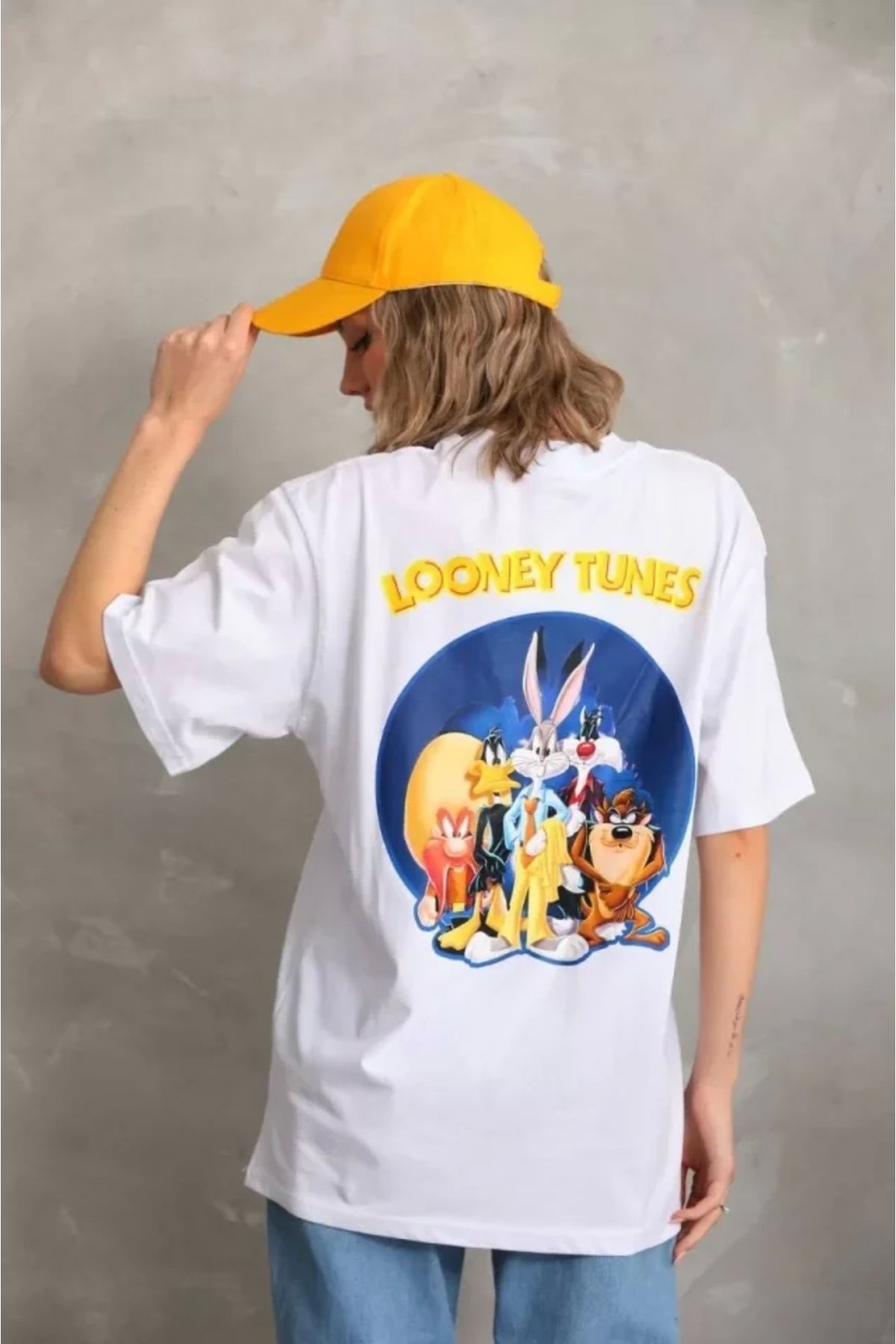 nedo7 Unisex Baskılı Oversize T-Shirt - Beyaz