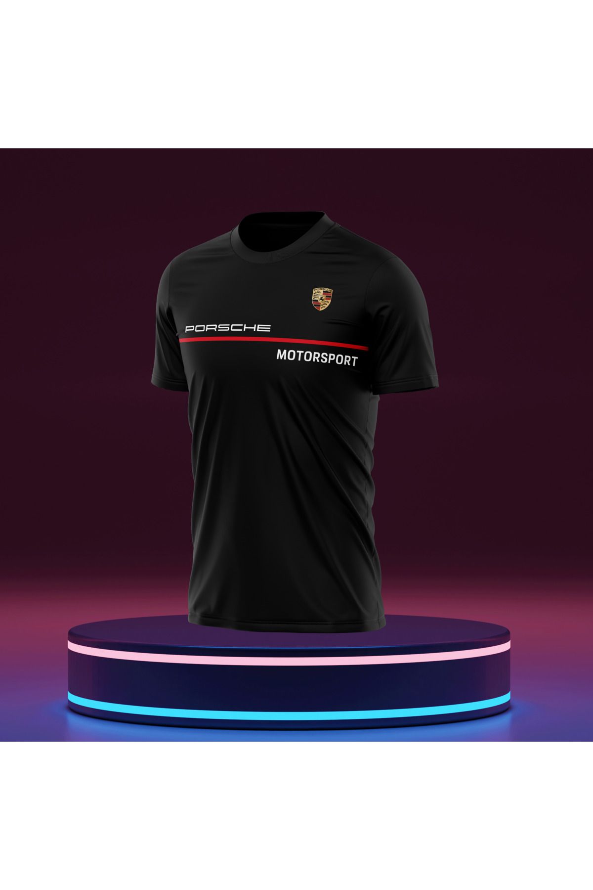 Bulvar Lee Erkek Sıfır Yaka Porsche Baskılı Yazlık T-Shirt