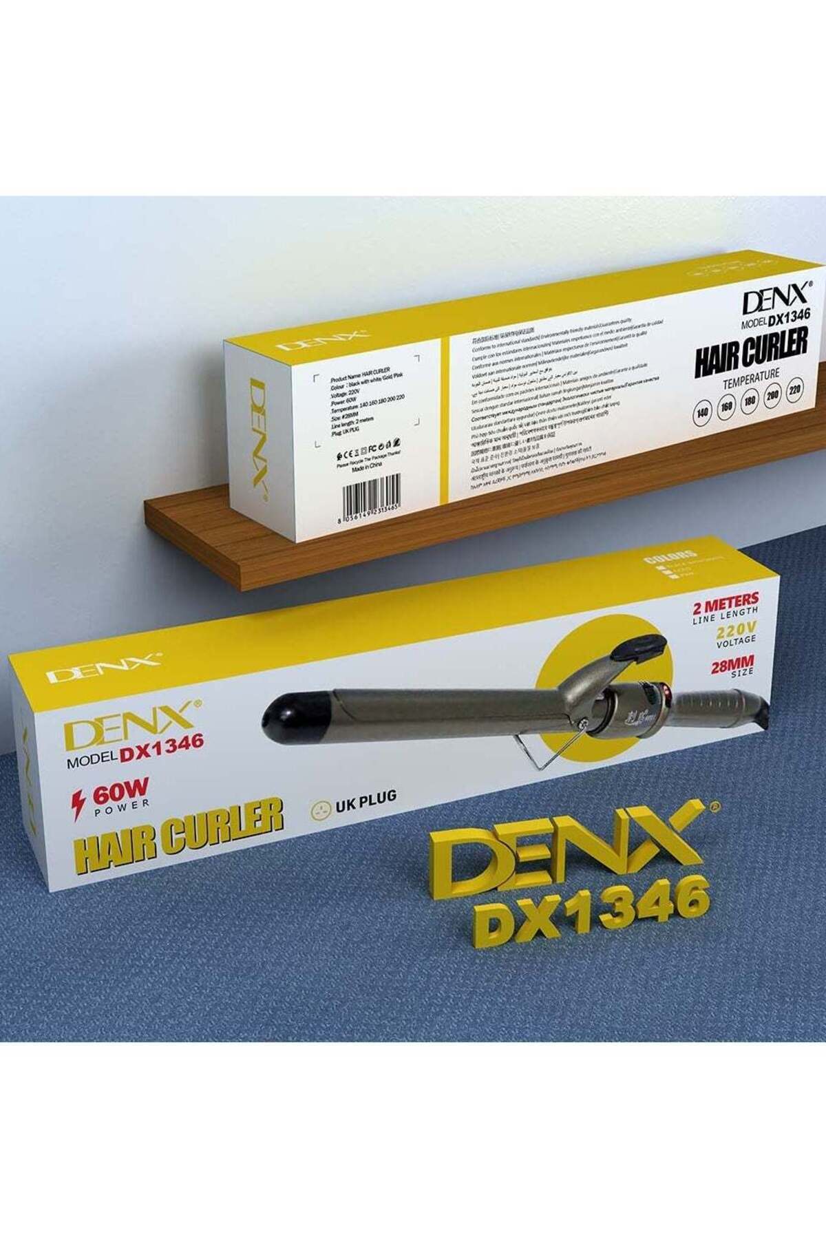 Denx-مكواة تجعيد الشعر بقوة 60 واط ودرجة حرارة تصل إلى 220 درجة من دينكس متعدد الألوان 3