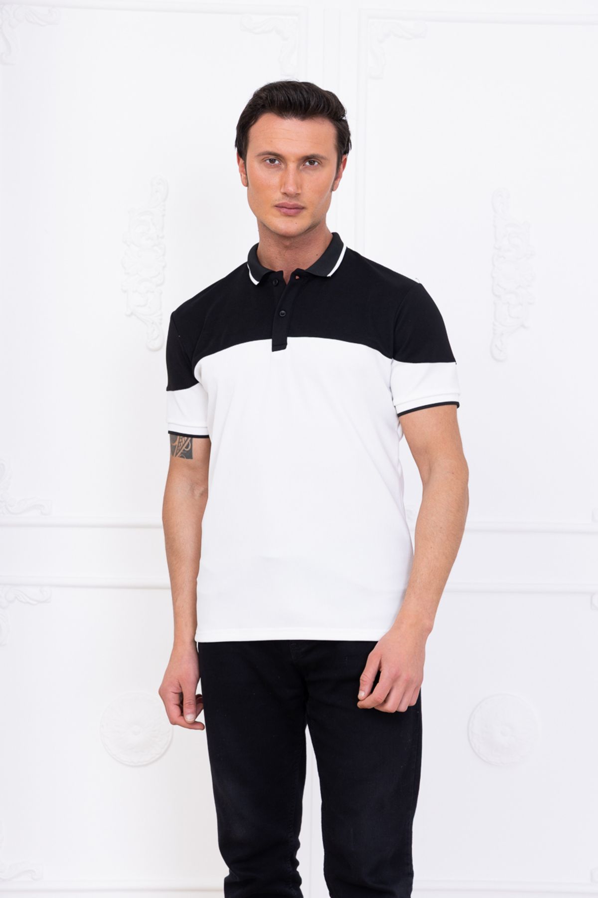 gw gewer Erkek Çift Renkli Polo Yaka Slim Fit T-Shirt Tişört
