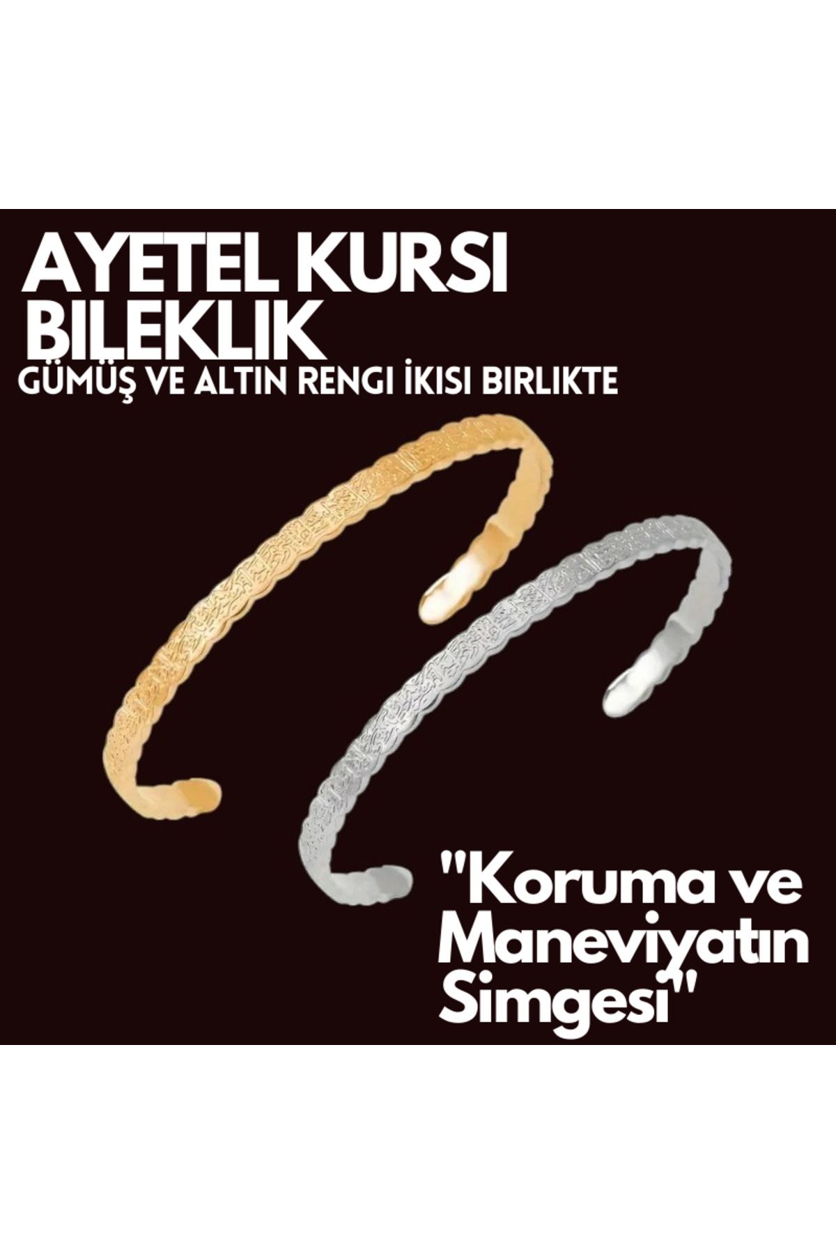 KT AKSESUAR Ayetel Kürsi Yazılı Bileklik Paslanmaz Çelik Ayarlanabilir Çift Erkek/Kadın Bileklik