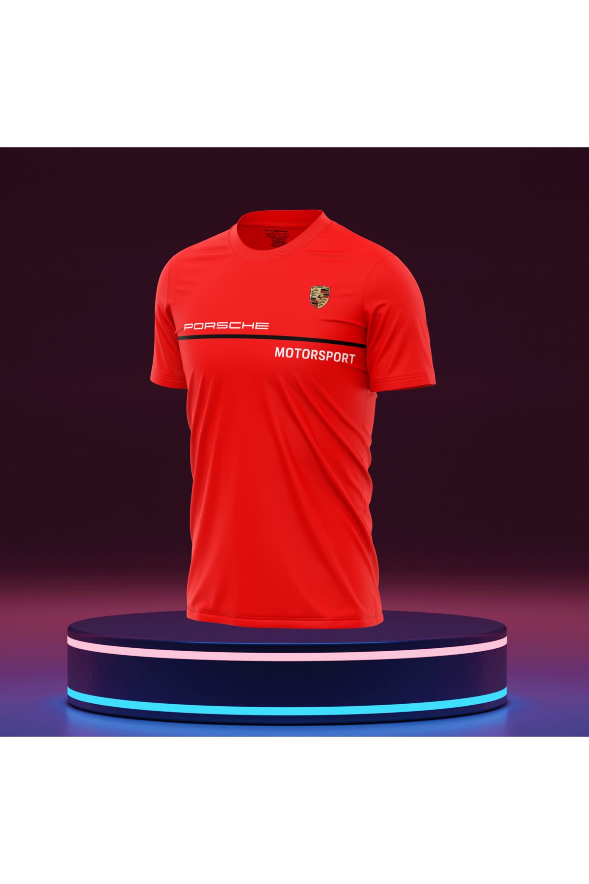 Bulvar Lee Erkek Sıfır Yaka Porsche Baskılı Yazlık T-Shirt