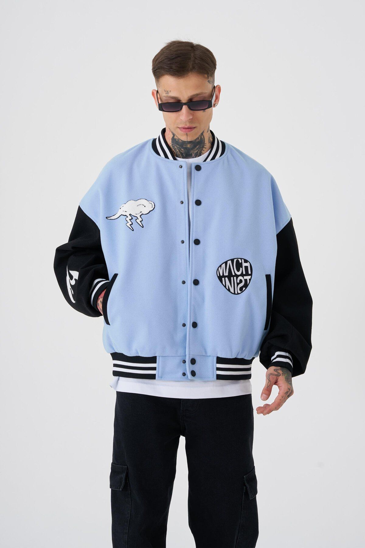 Machinist Erkek Cloud Oversize Açık Mavi Bomber Ceket