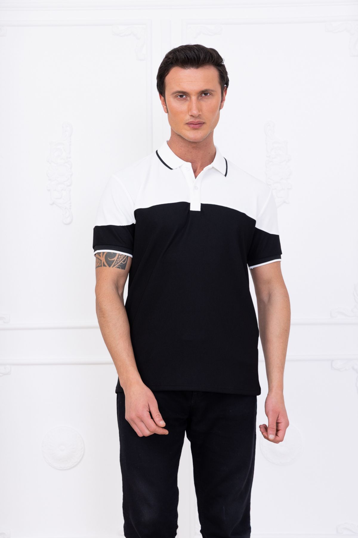 gw gewer Erkek Çift Renkli Polo Yaka Slim Fit T-Shirt Tişört