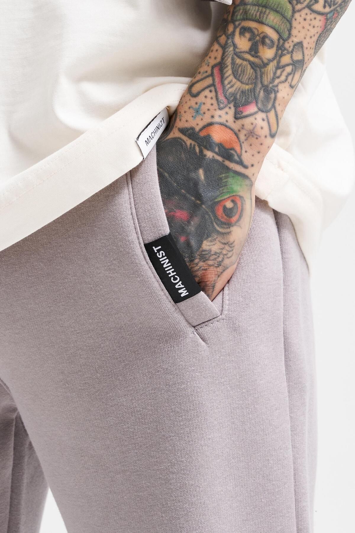Machinist-Regular 3 Thread Raised Ice Gray 3 Pocket Sweatpants with Elastic Waist and Legs 4