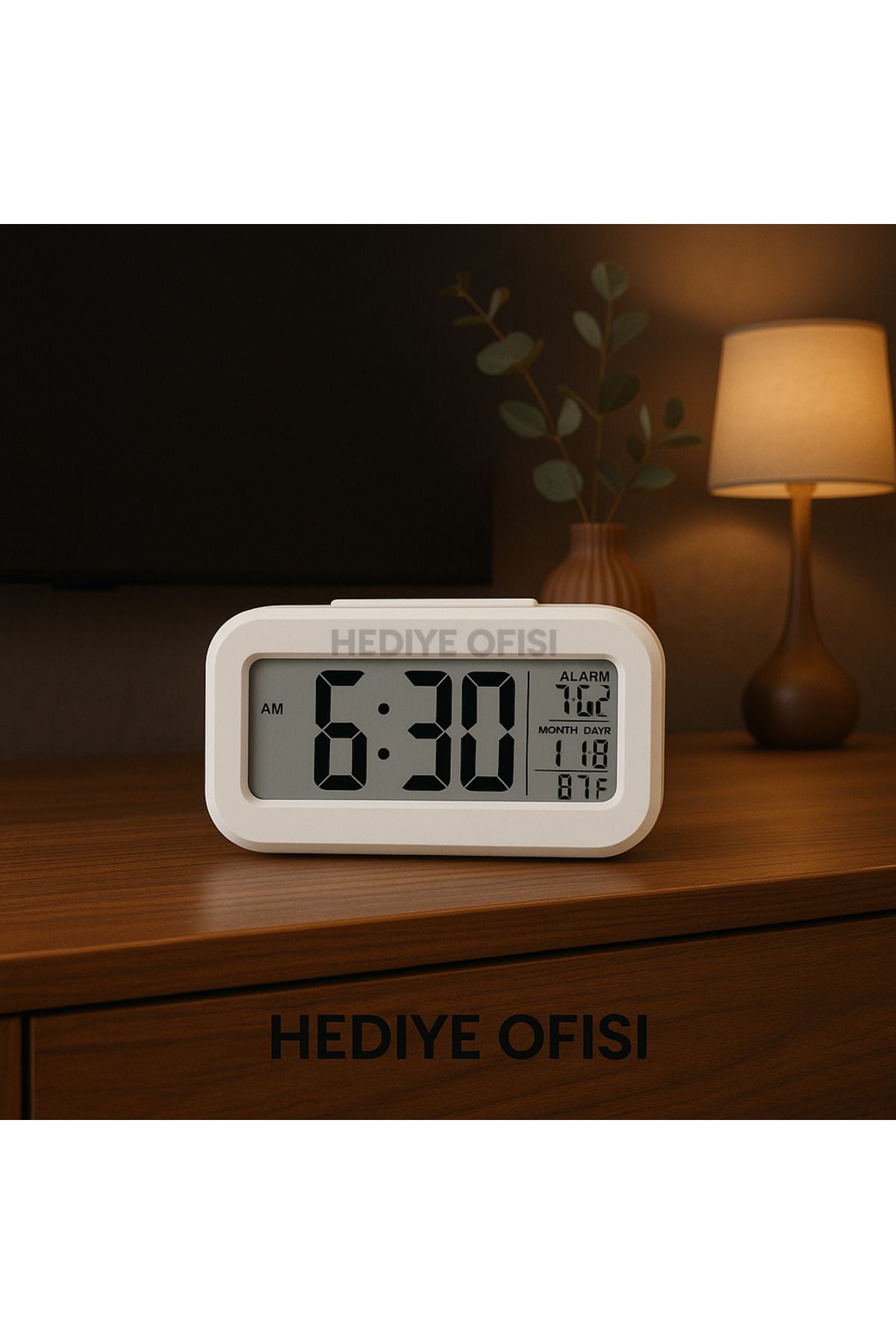 Hediye Ofisi Dijital Masa saati, Gece Görüş Sensörlü Masa Saati, Termometreli Takvim Çalar Saatli