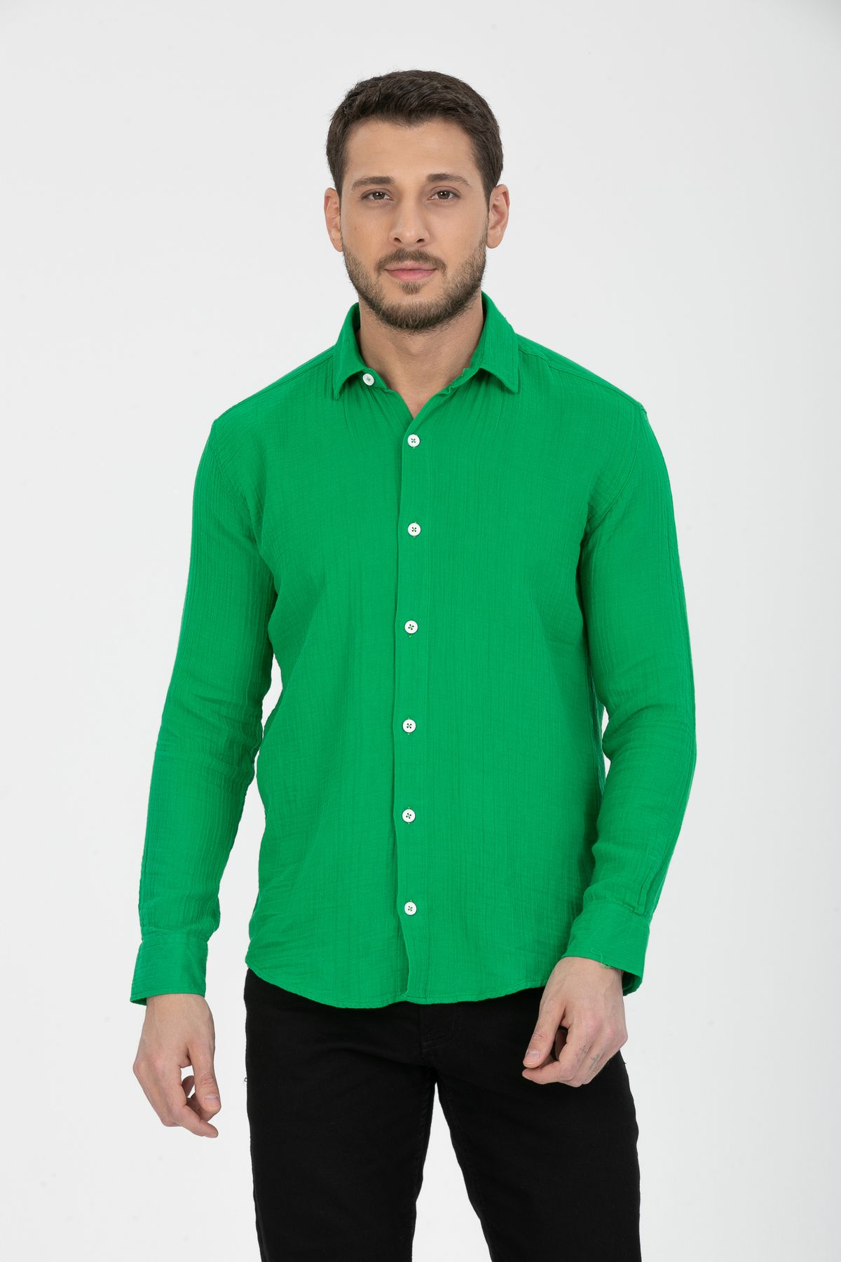 Klothy Erkek Uzun Kol Regular Fit Müslin Gömlek 2595