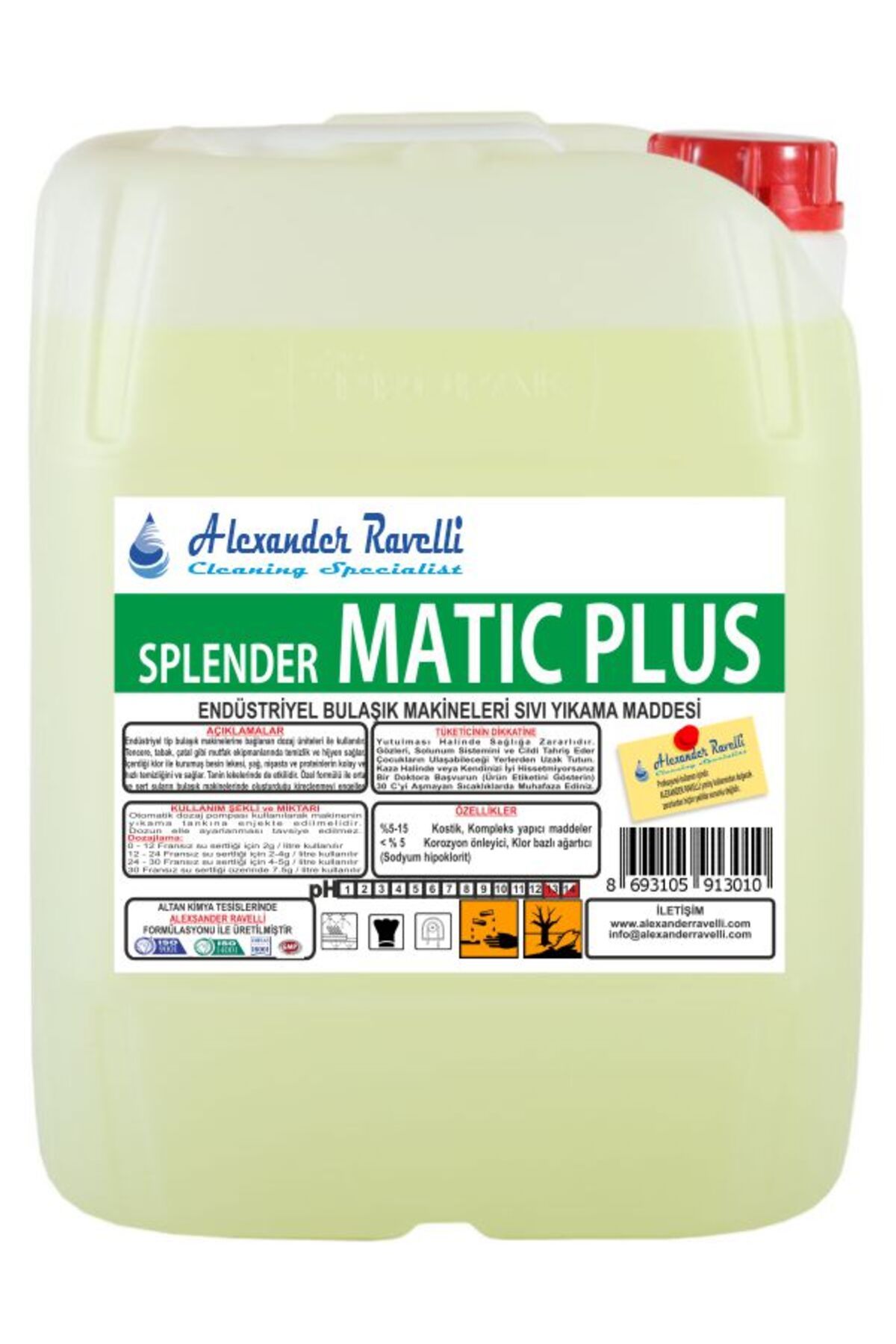 alexander ravelli Splender Matik Plus Endüstriyel Bulaşık Makinesi Deterjanı