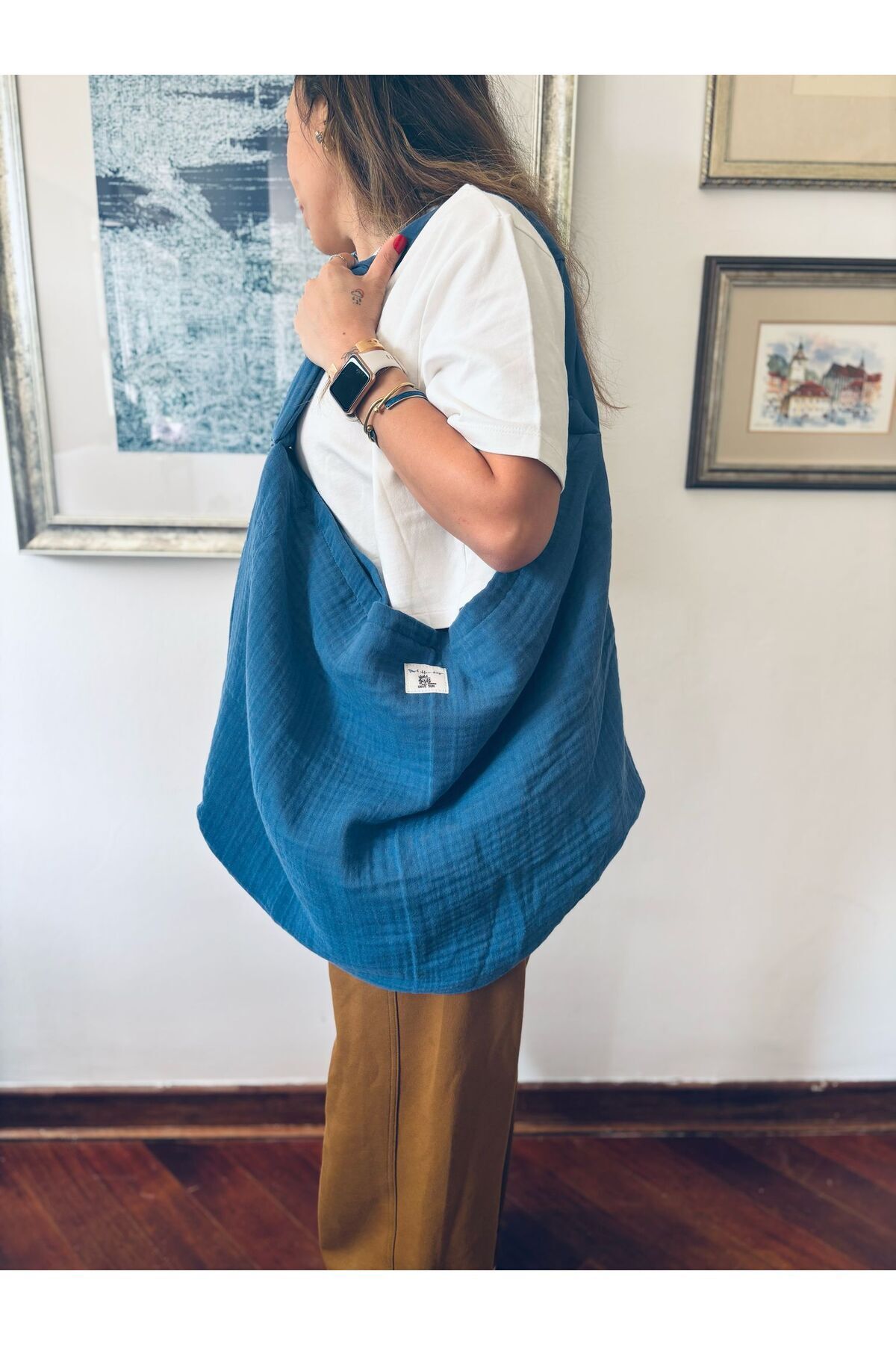 ham design Ballena Bag Kadın Müslin Çanta Navy