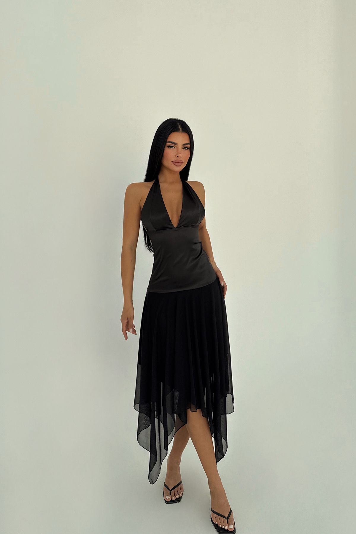 Eyyo Siyah Sandra Elbise ATE-2522