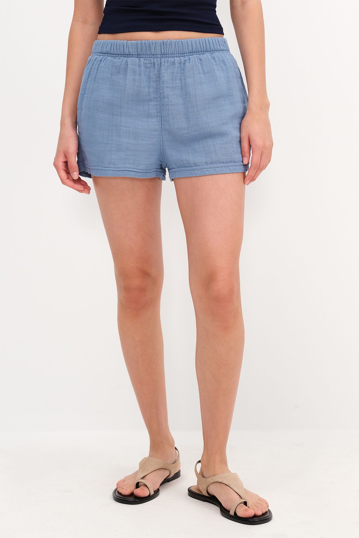 Addax-Elastic Waist Shorts Sh13852 4
