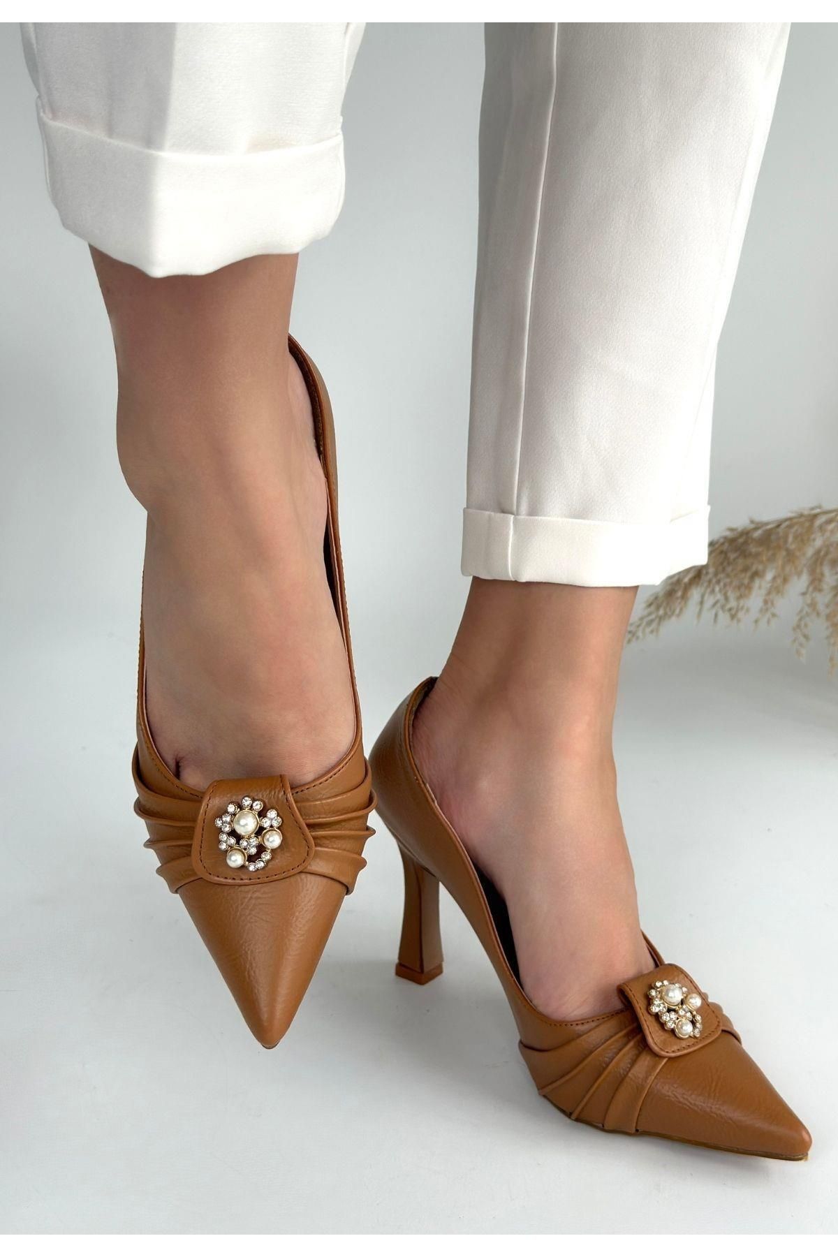 Nil Shoes Luney Nude Cilt Topuklu Ayakkabı