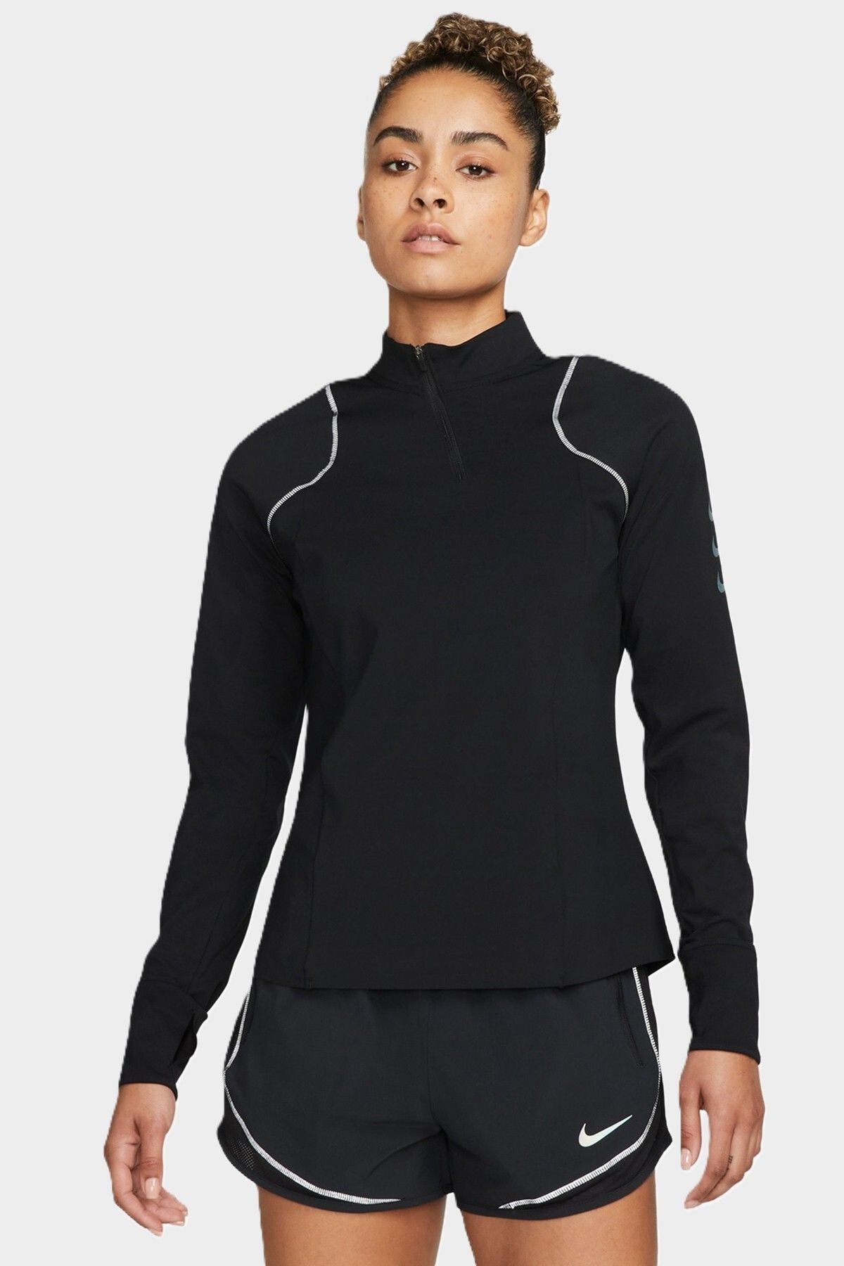 Nike Dri Fit ADV Running Division 1/4 Zip Kadın Yarım Fermuarlı Reflektörlü Koşu Antrenman Sweatshir