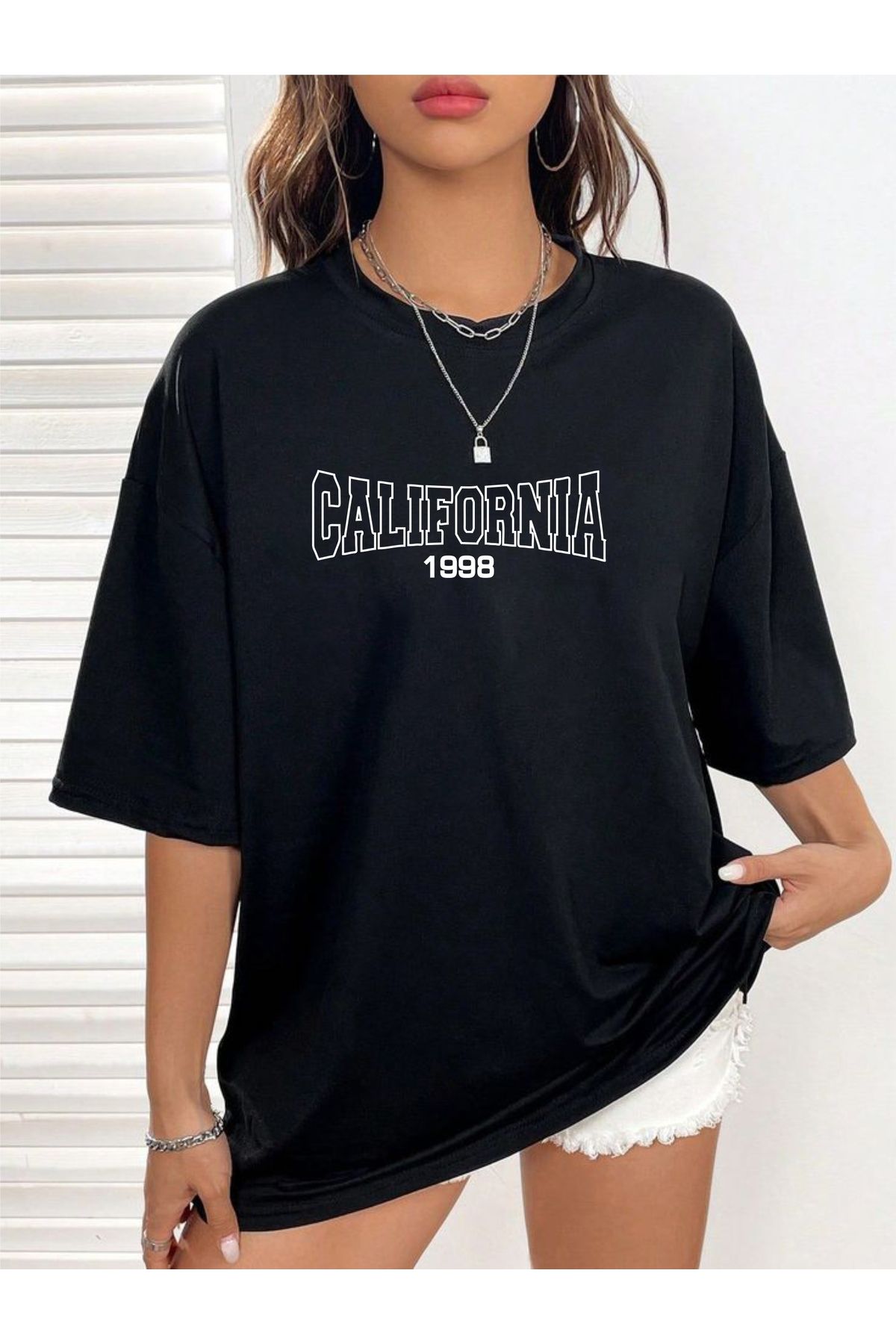 estilowear Kadın Oversize Baskılı Pamuklu T-shirt Model 1013