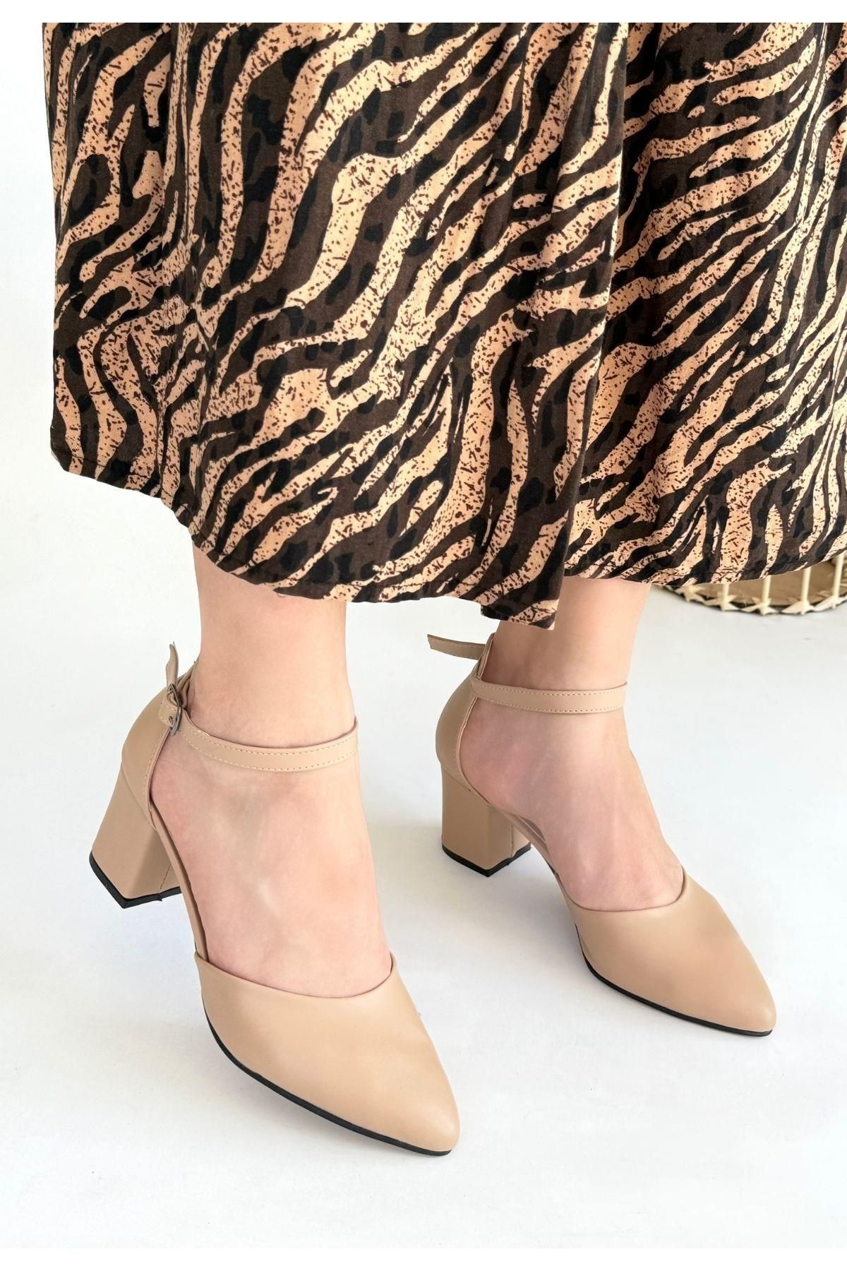 Nil Shoes Mulen Nude Cilt Topuklu Ayakkabı
