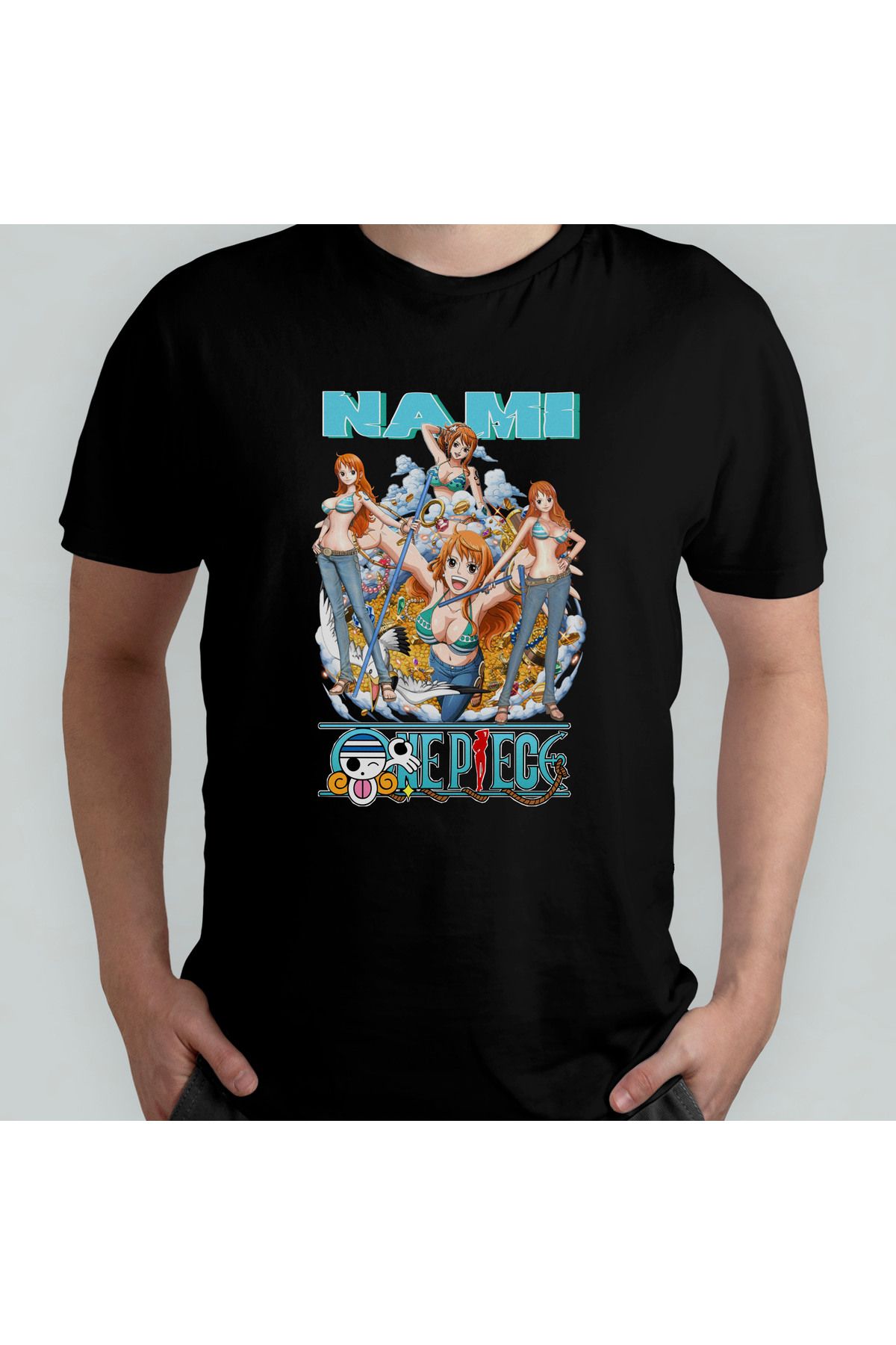 Pixxa One Piece Nami Unisex %100 Pamuklu Bisiklet Yaka T-Shirt Model 2