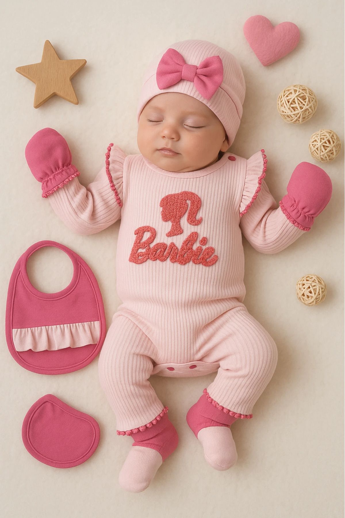 HAVUÇ BEBEK Coşay Barrbii Nakışlı 5 Parça Hastane Çıkışı Set