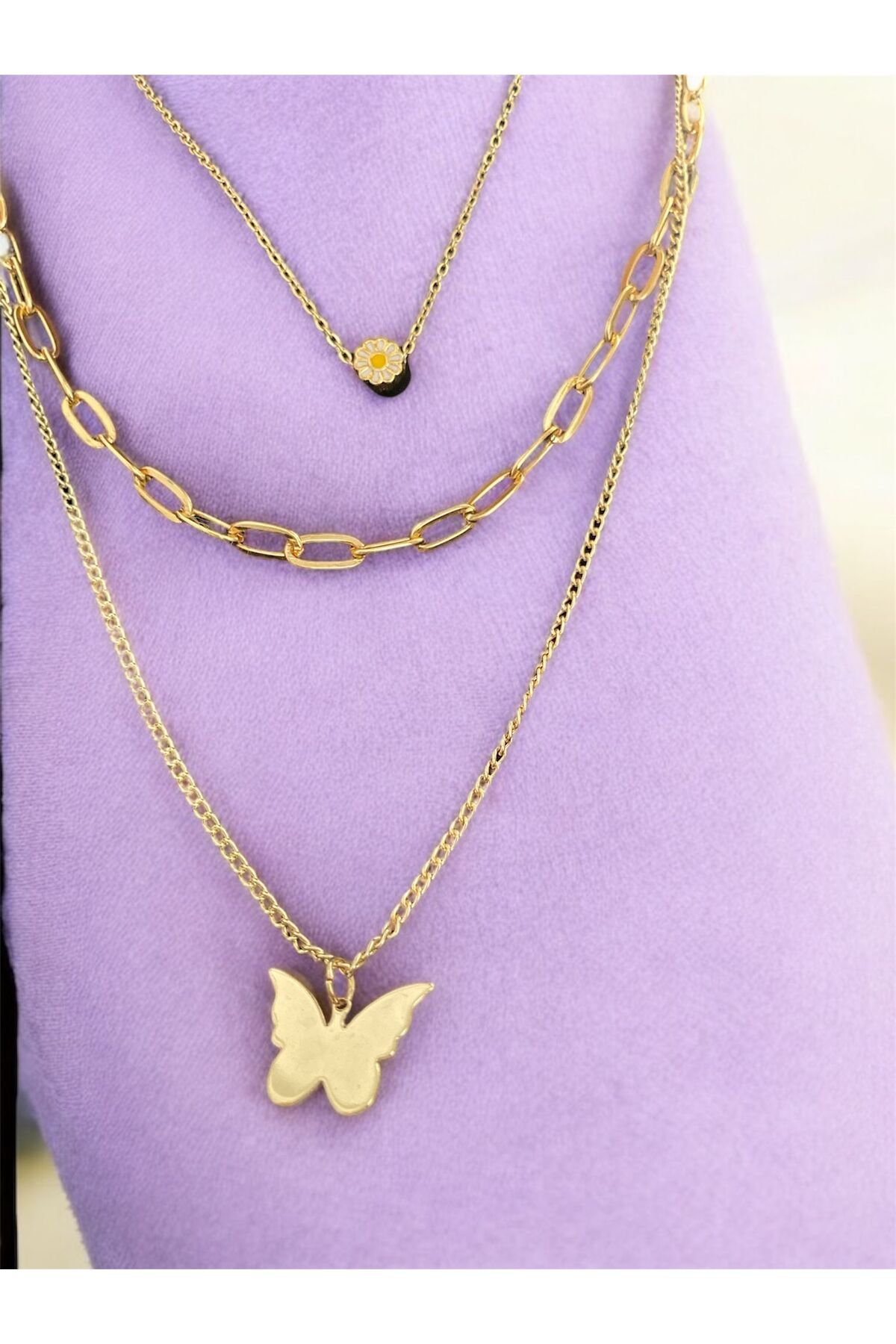 FLOWER SY çoklu kelebek charm kolye