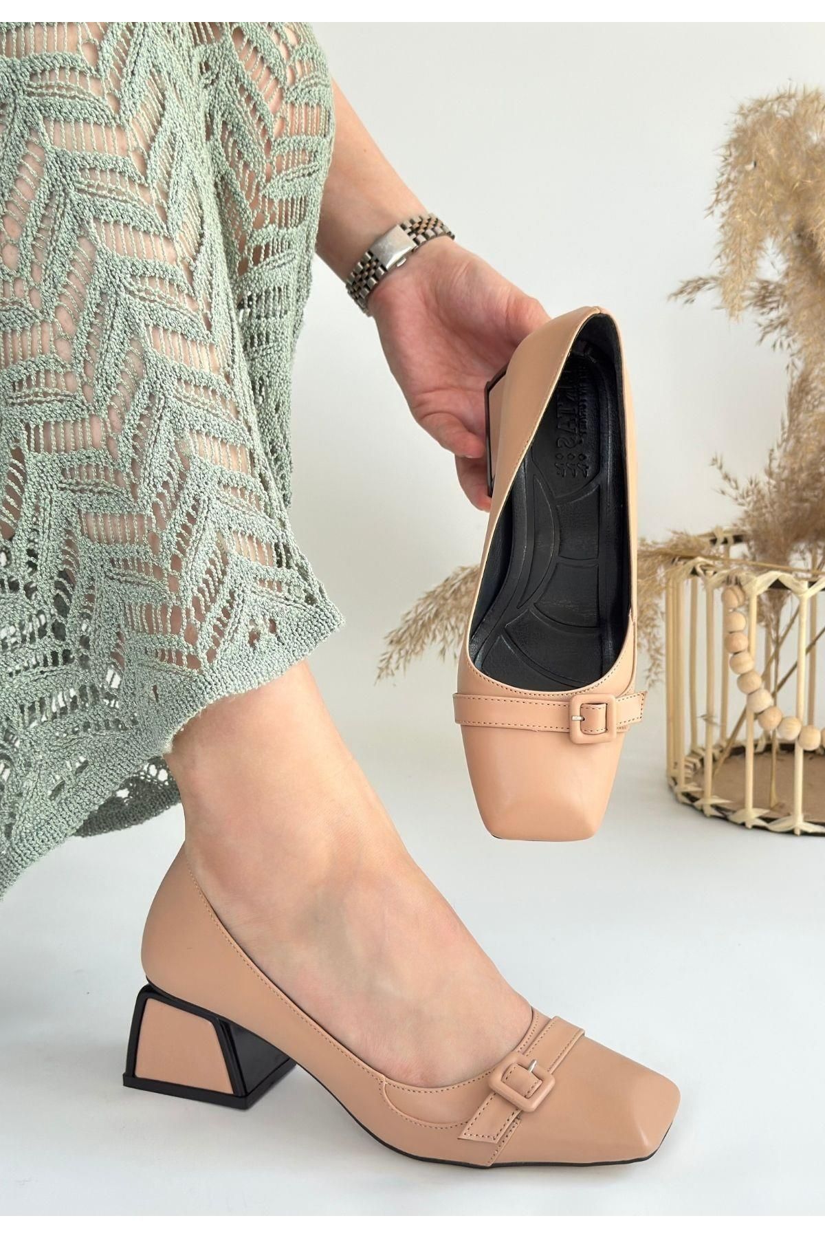 Nil Shoes Pentio Nude Cilt Topuklu Ayakkabı
