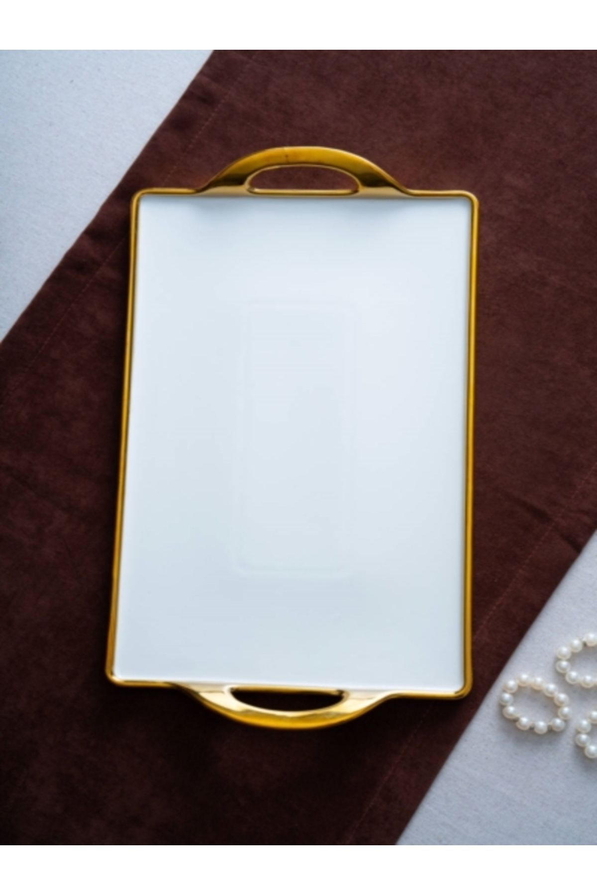 ACAR Arwen Dikdörtgen Gold Tepsi 45X25X2Cm
