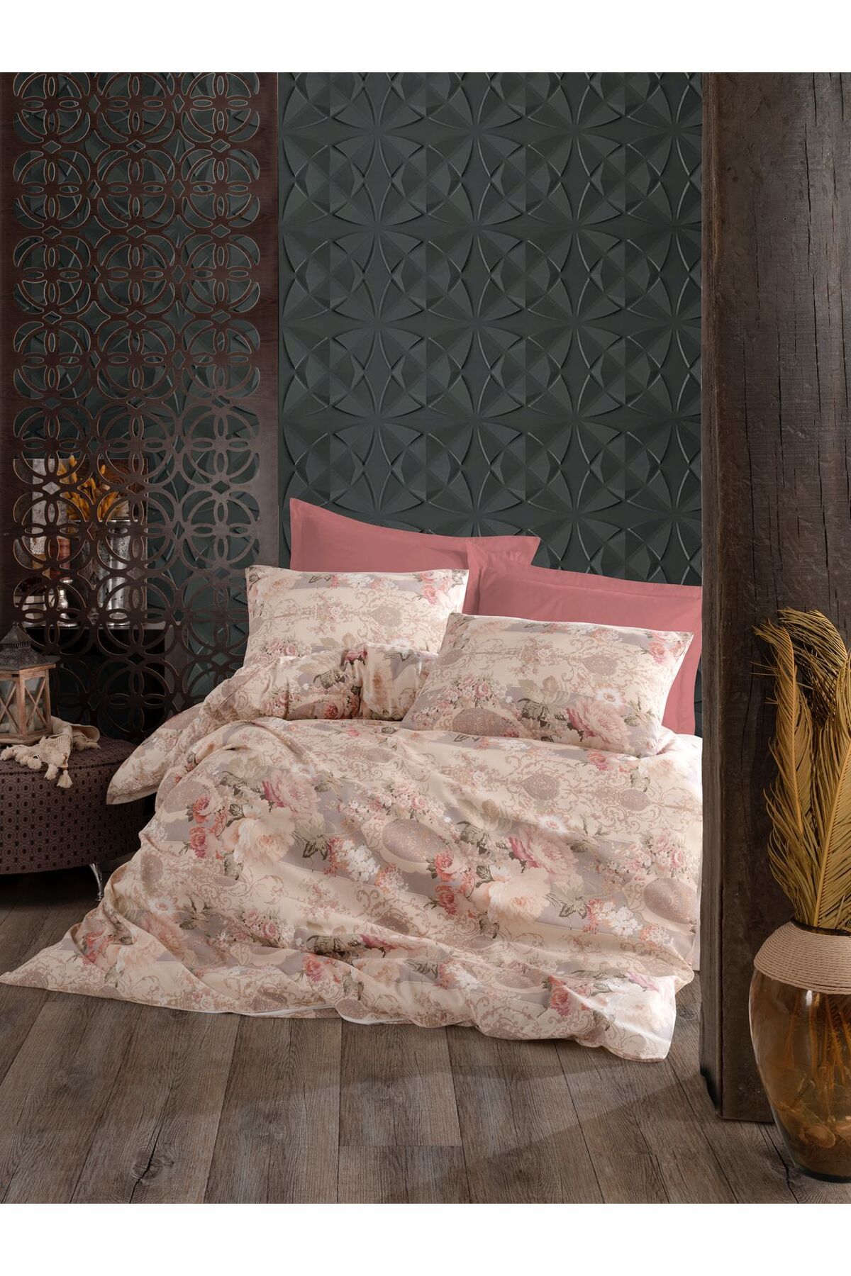 FurkanTicaret Çift Kişilik Nevresim Takımı - 1 Nevresim, 1 Lastikli Çarşaf, 2 Yastık Kılıfı - %70 Pamuk %30 poly