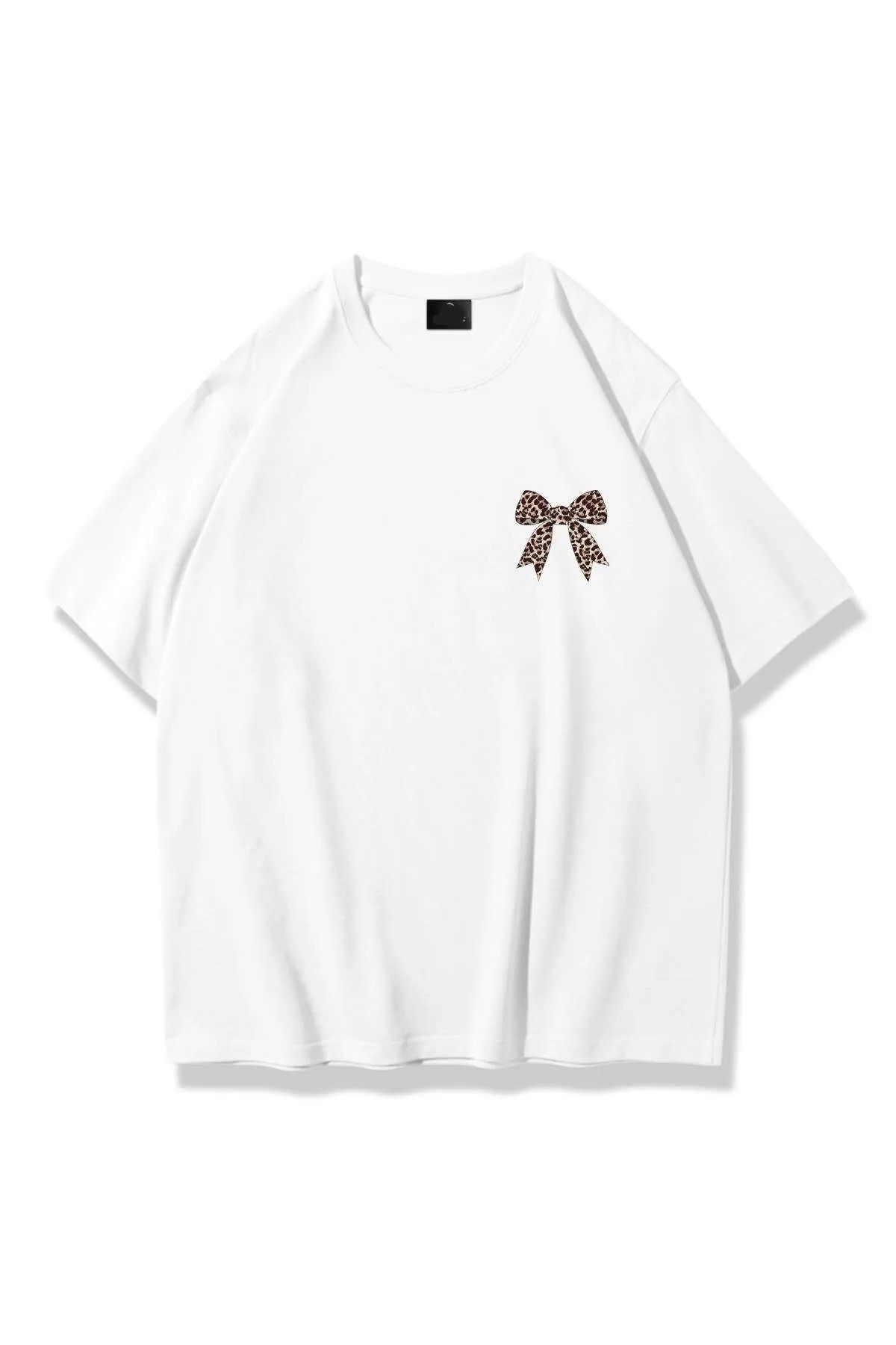 Cebel Hira Moda Leopar Kurdele Göğüs Baskılı T-Shirt