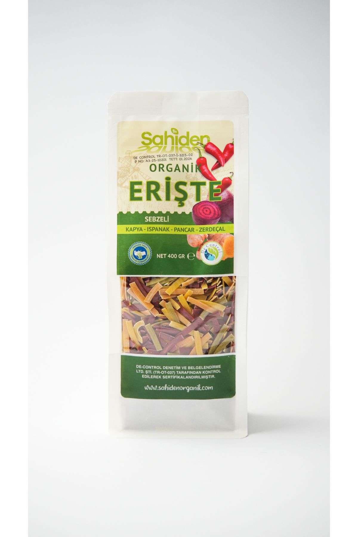 SAHİDEN ORGANİK ORGANİK SEBZELİ ERİŞTE - 400 GR