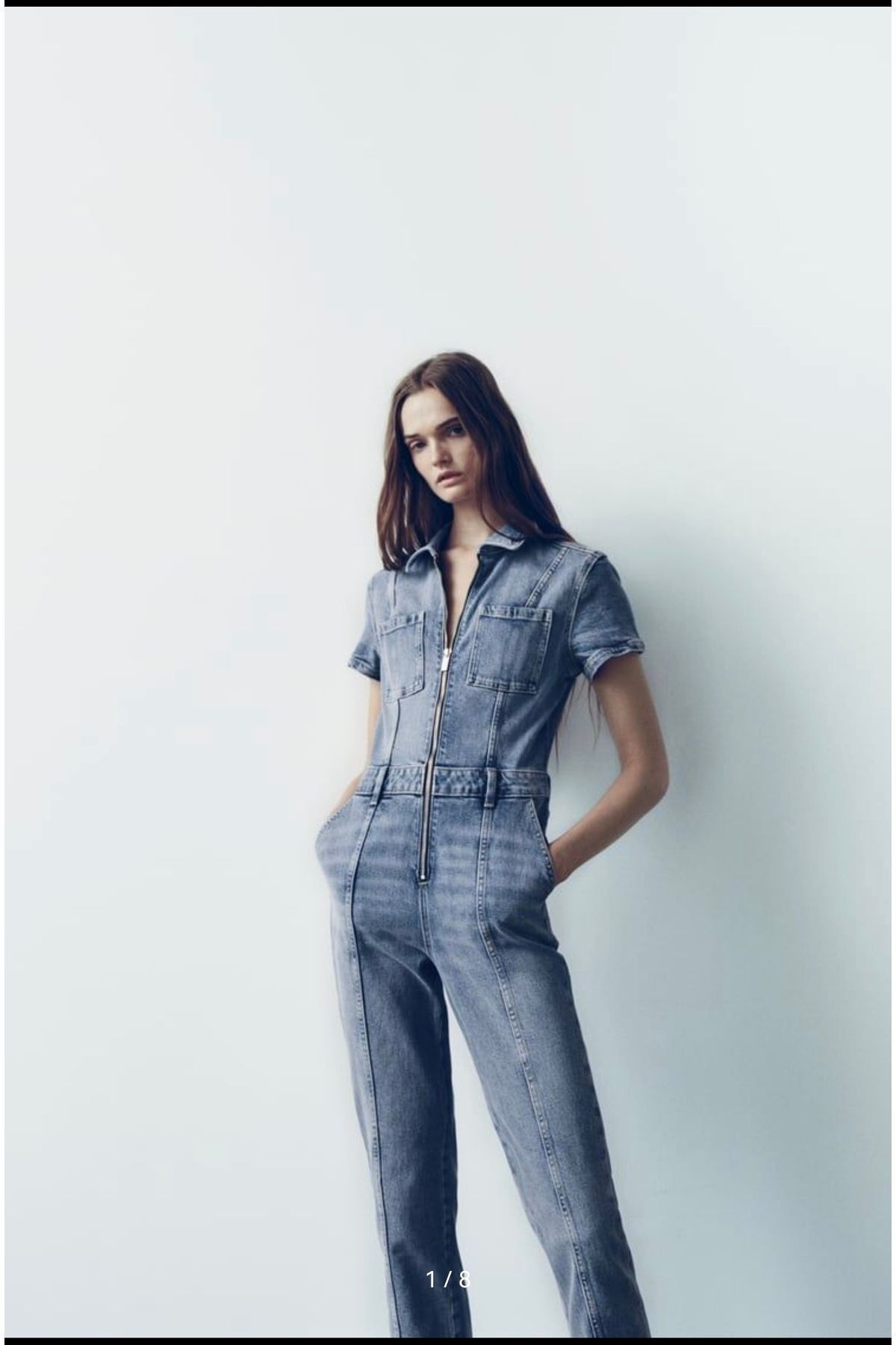 Butik ALLBUCKS ZA RA ZR Fermuarlı Yarım Kollu Uzun Denim Tulum Abzra0111