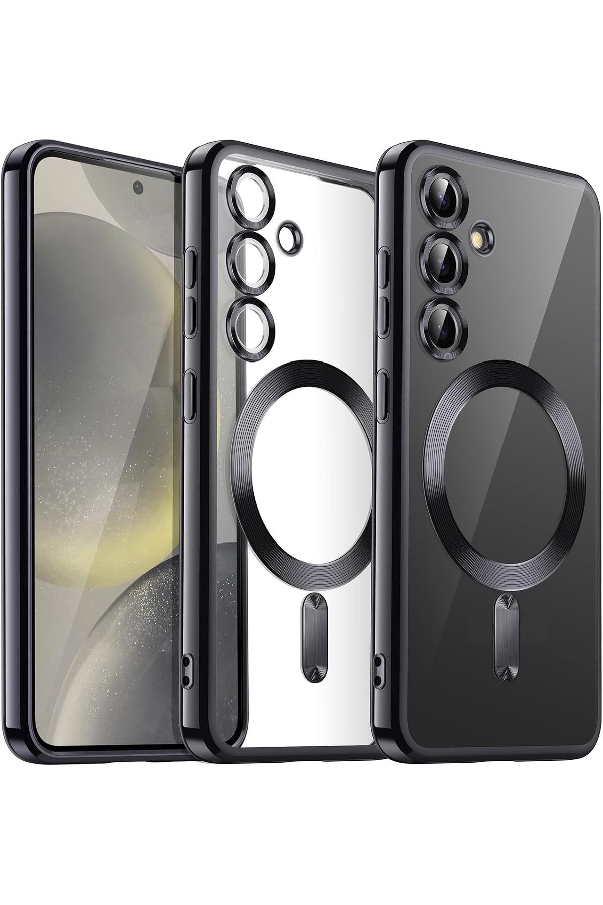 m.tk moveteck Samsung Galaxy A36 Kılıf Magsafe Wirelles Şarj Destekli Parlak Renkli Kenarlı Arkası Şeffaf Silikon