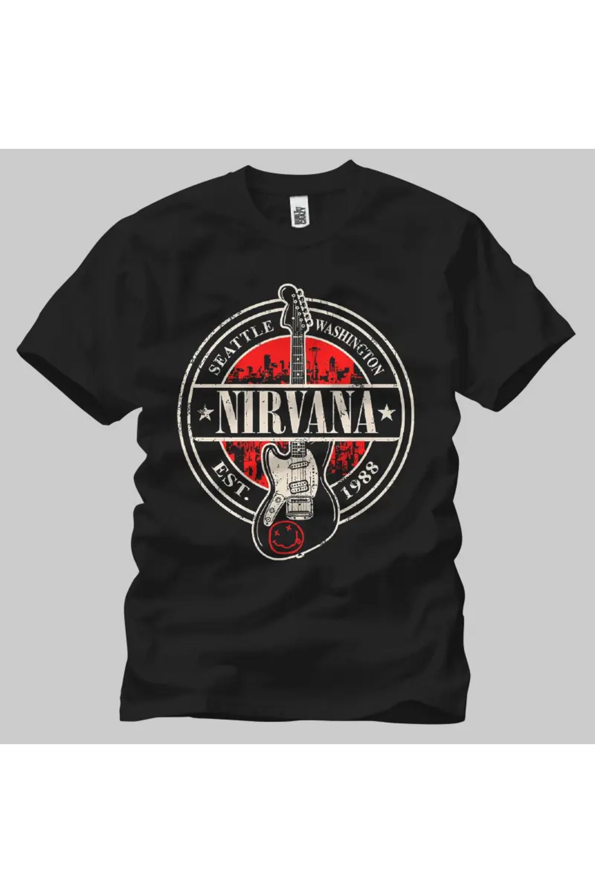 Built By Crazy Nirvana Est 1988 Guitar Logo Unisex Tişört